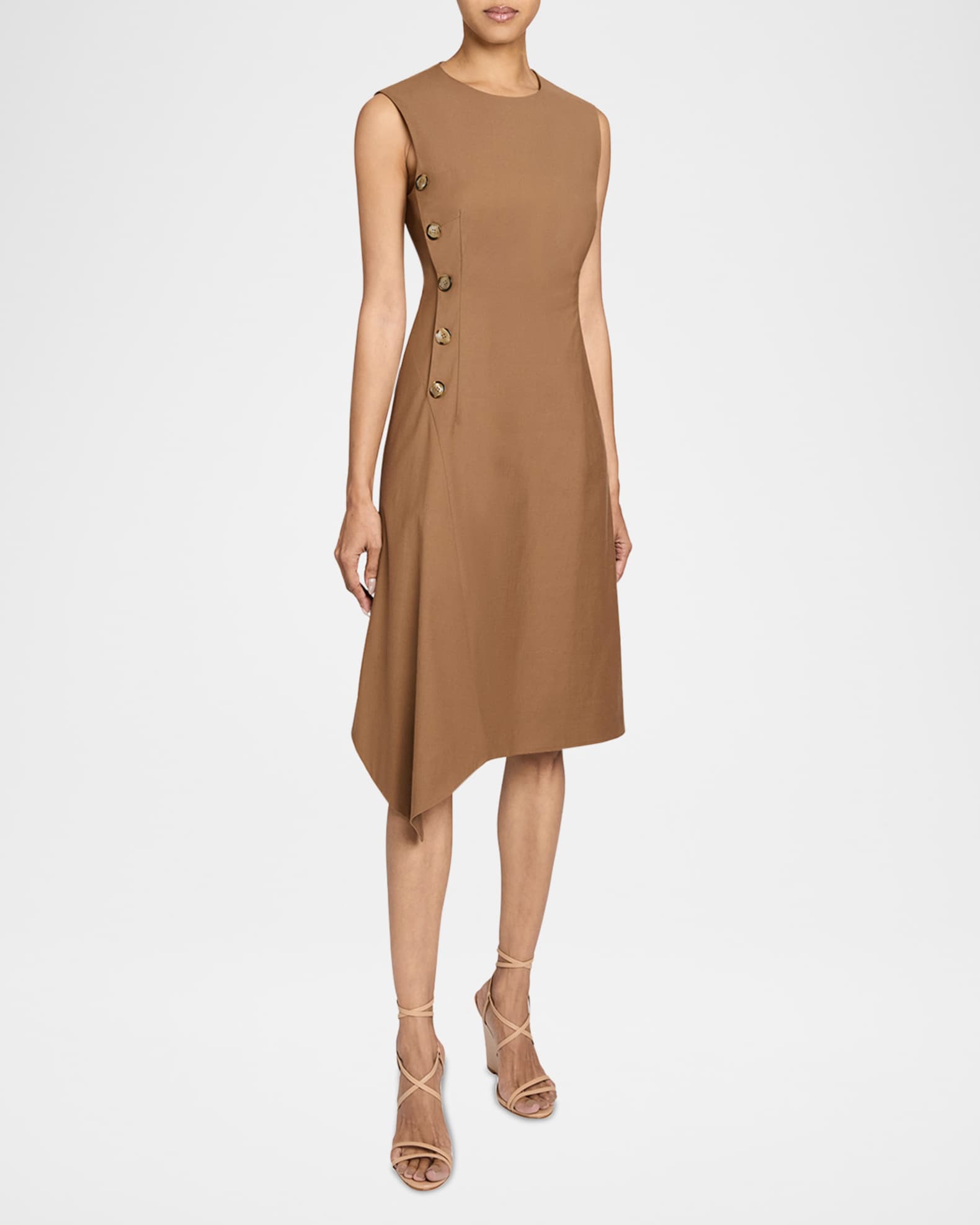 Becca Asymmetric Button-Waist Midi Dress 1