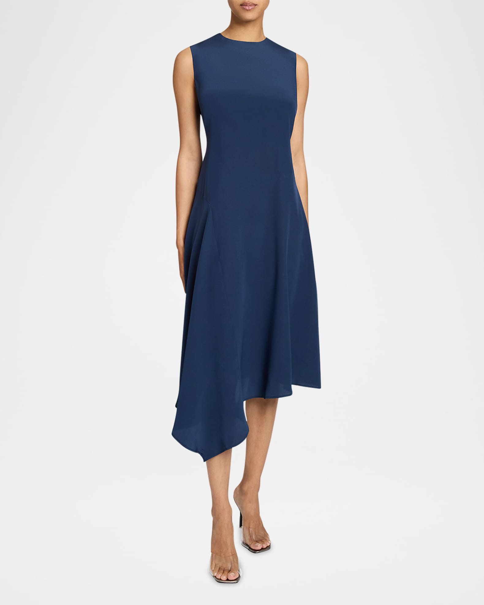 Cecilia Asymmetric Crepe De Chine Midi Dress 1