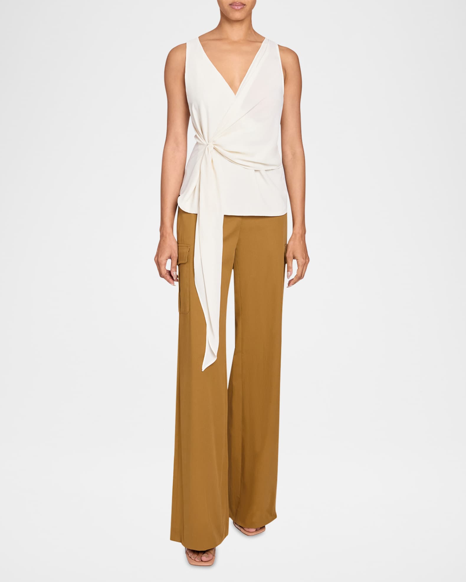 Danna Sleeveless Crepe Wrap Top 1