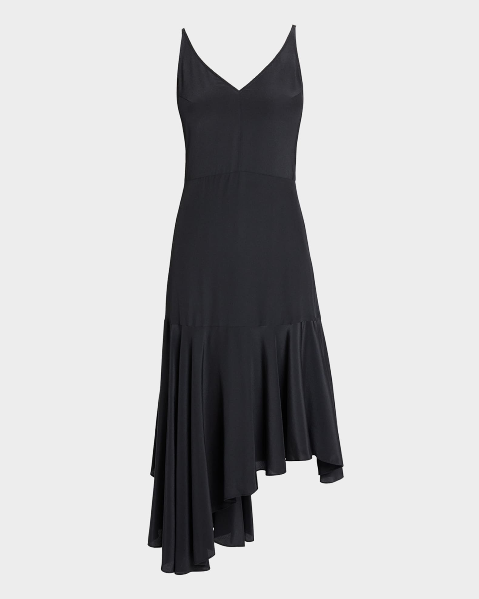 Davin Asymmetric Crepe De Chine Midi Dress 0