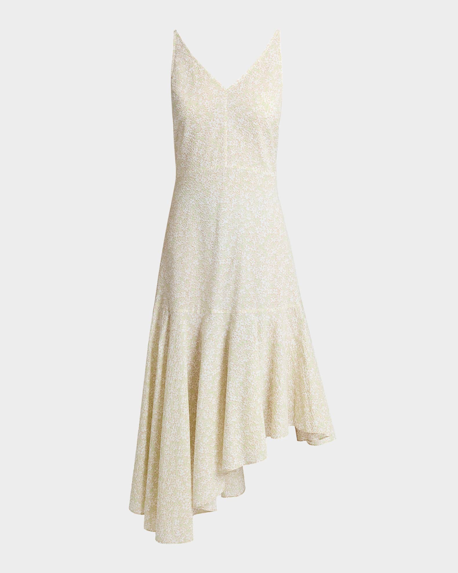 Davin Asymmetric Floral Seersucker Midi Dress 0