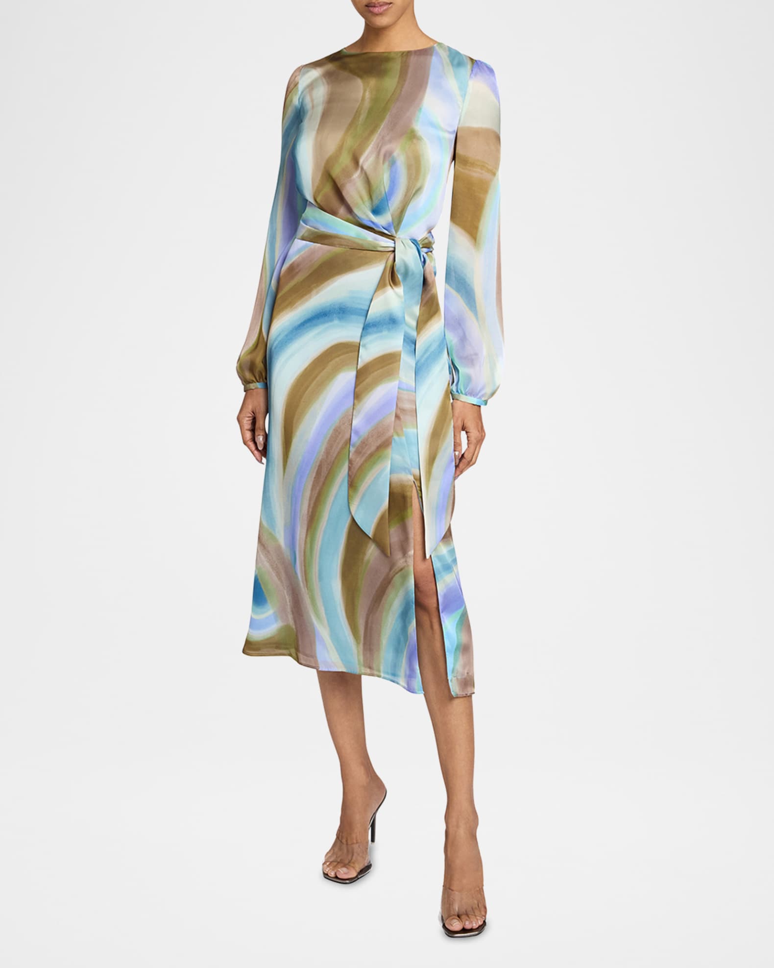 Doria Abstract-Print Georgette Midi Dress 1