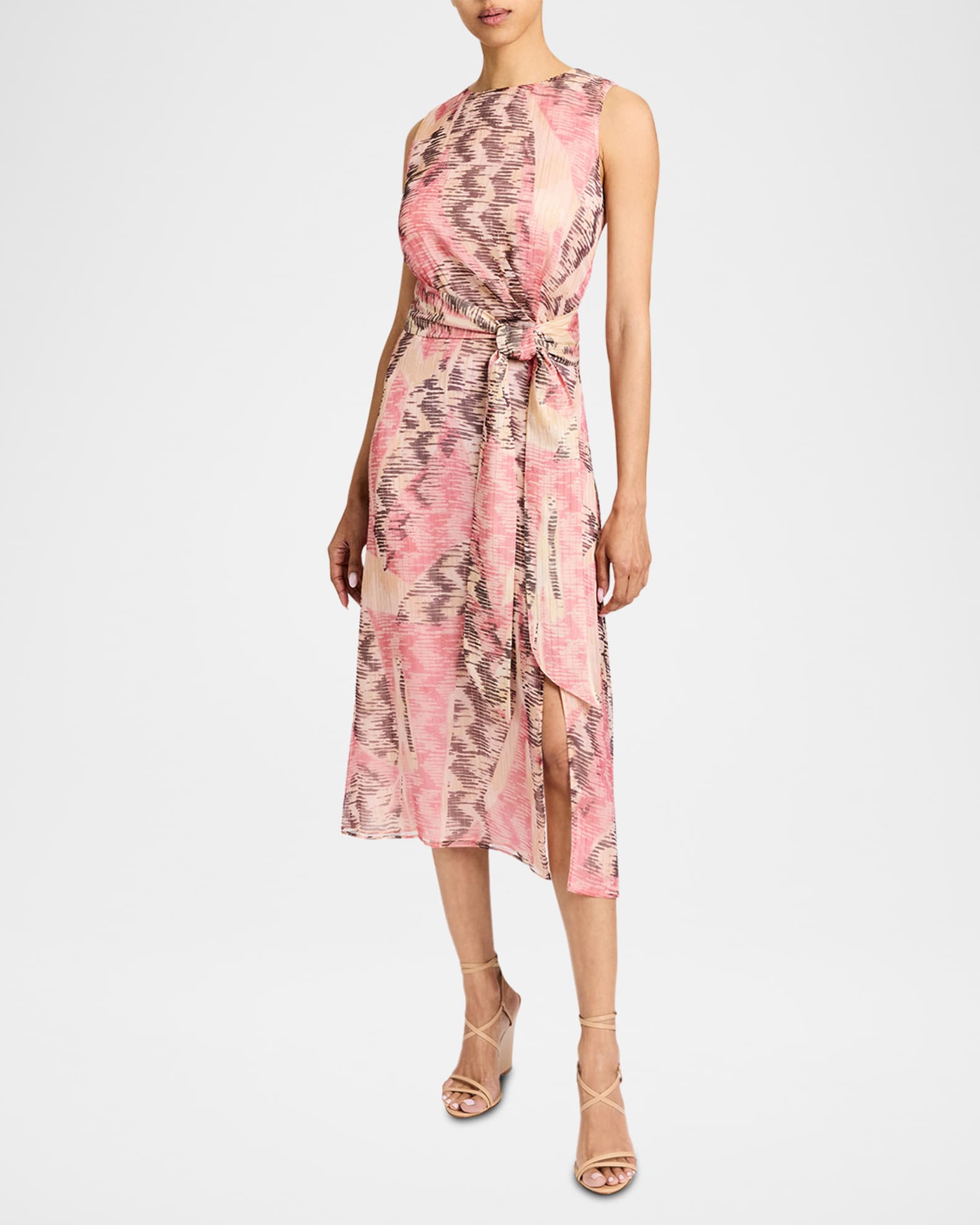 Dorothy Metallic Pinstripe Chiffon Midi Dress 1