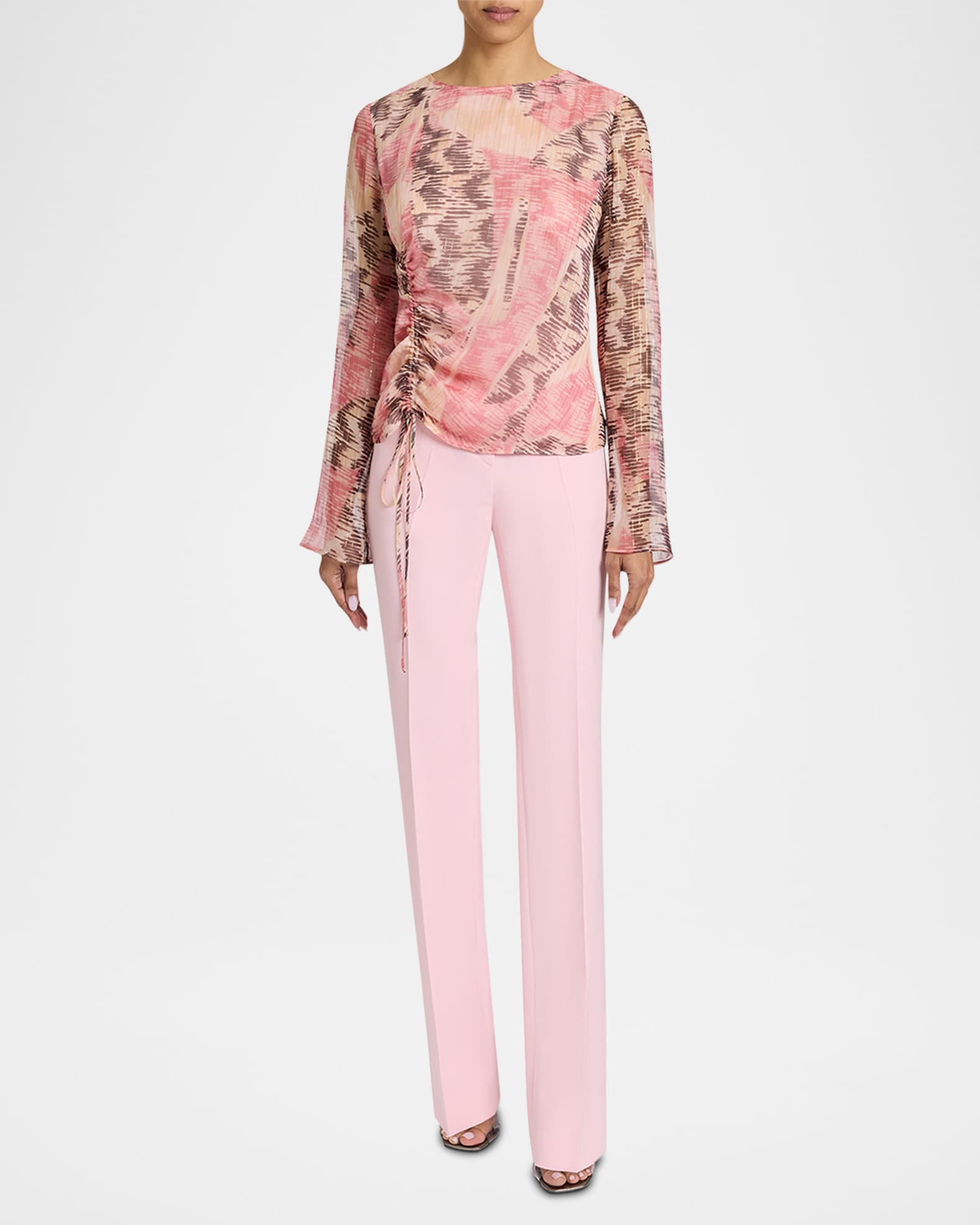 Fabi Metallic Pinstripe Silk Chiffon Top 1