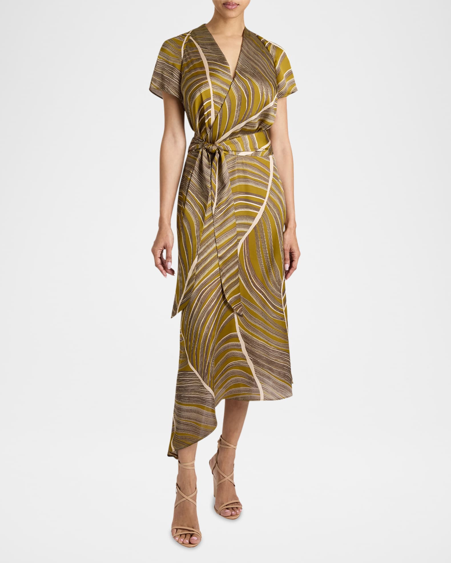 Haley Abstract-Print Faux Wrap Midi Dress 1