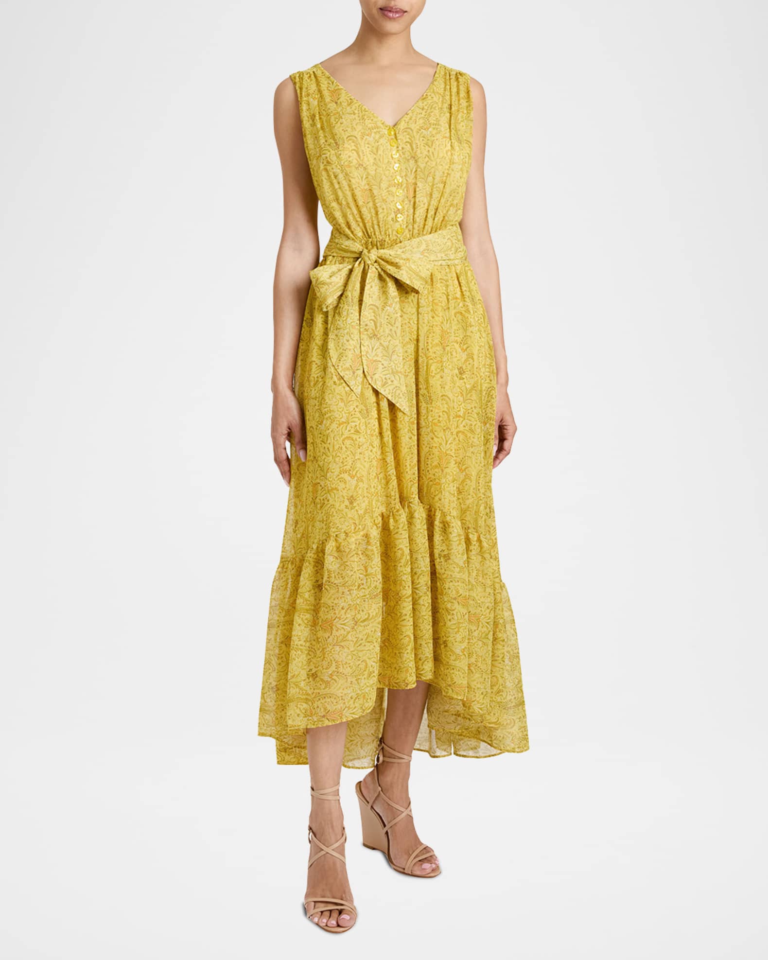 Flounce Floral-Print Georgette Midi Dress 1