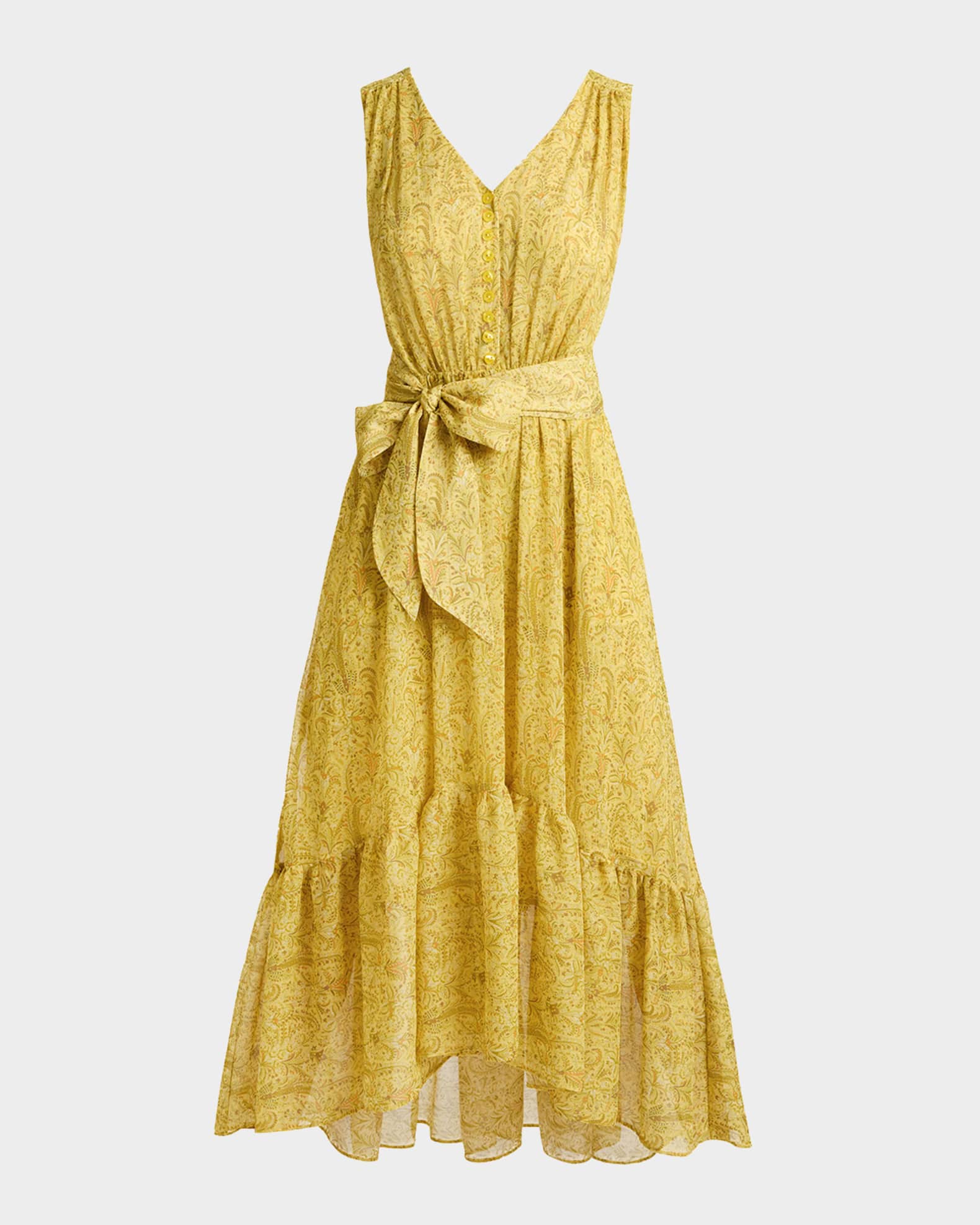 Flounce Floral-Print Georgette Midi Dress 0