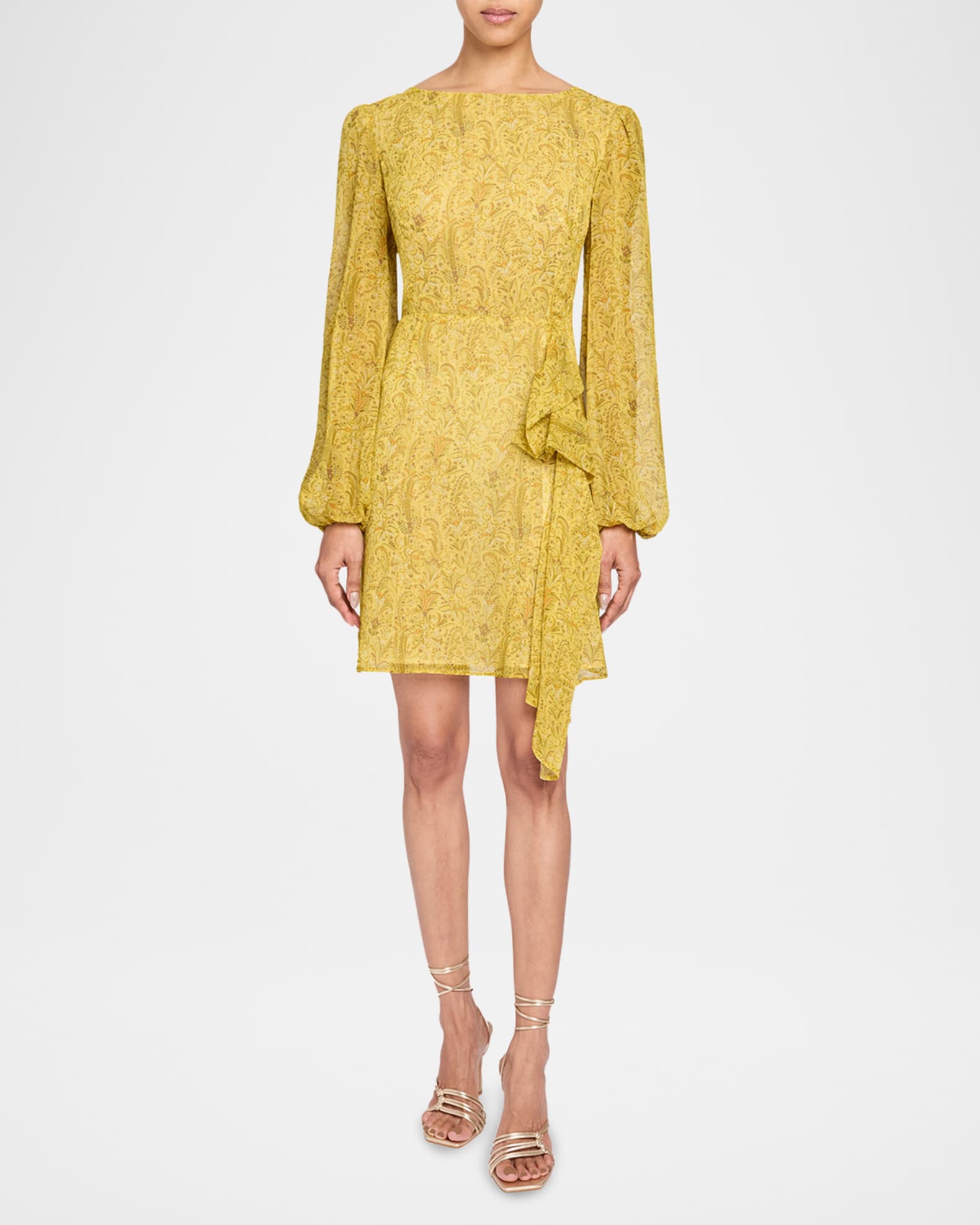 Malia Floral-Print Draped Georgette Mini Dress 1