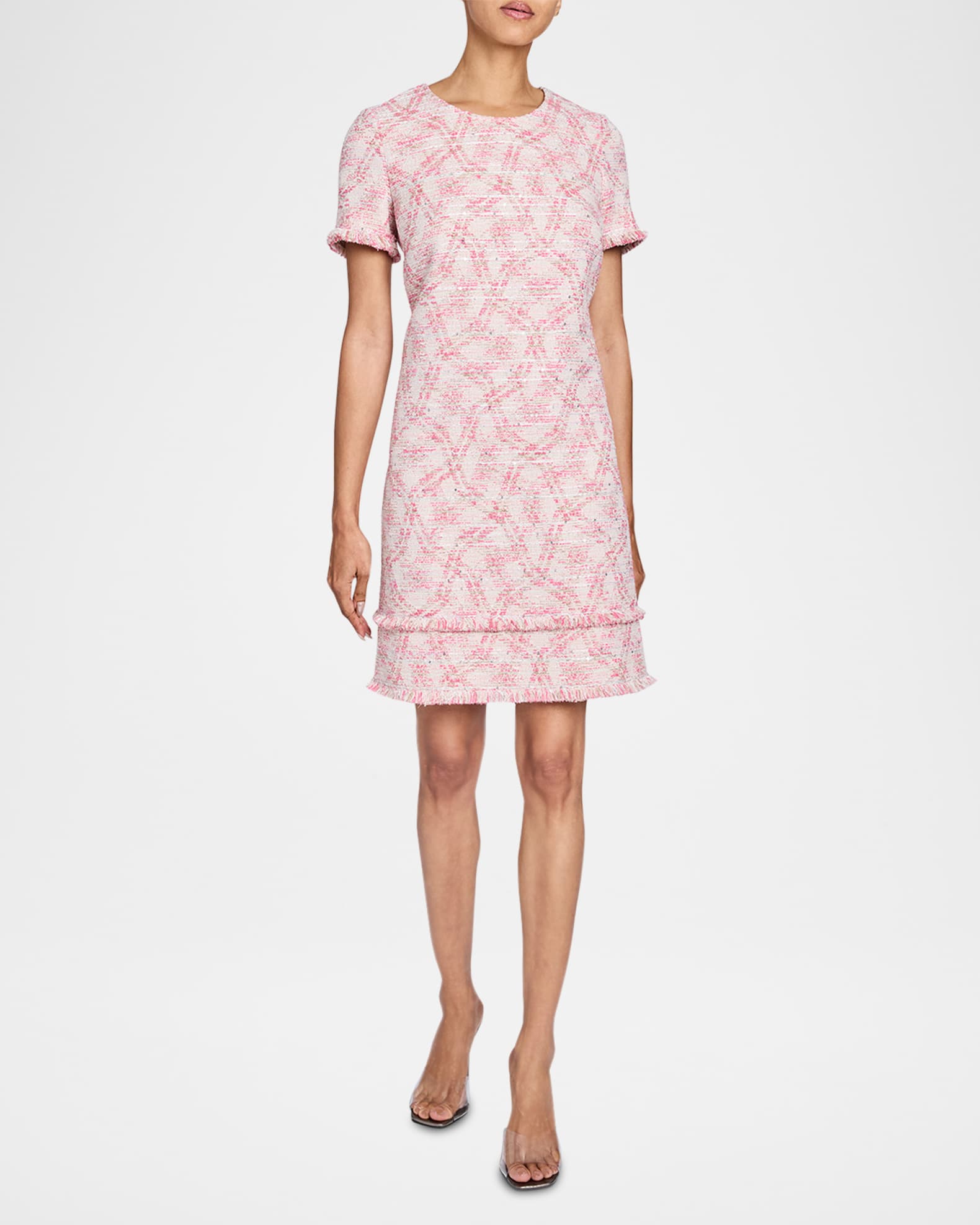 Fringe-Trim Sequin Tweed Dress 1