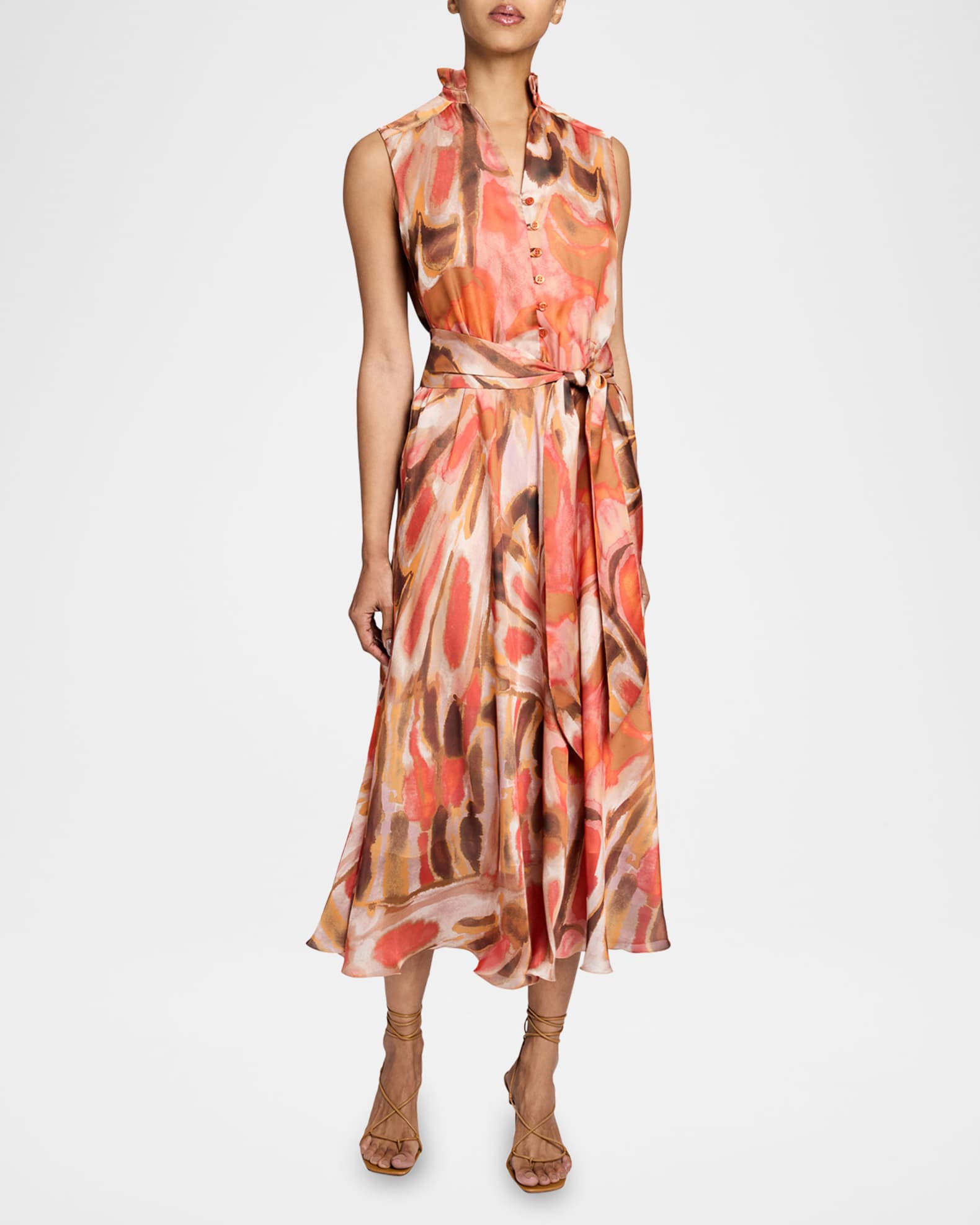 Nirva Abstract-Print Georgette Midi Dress 1