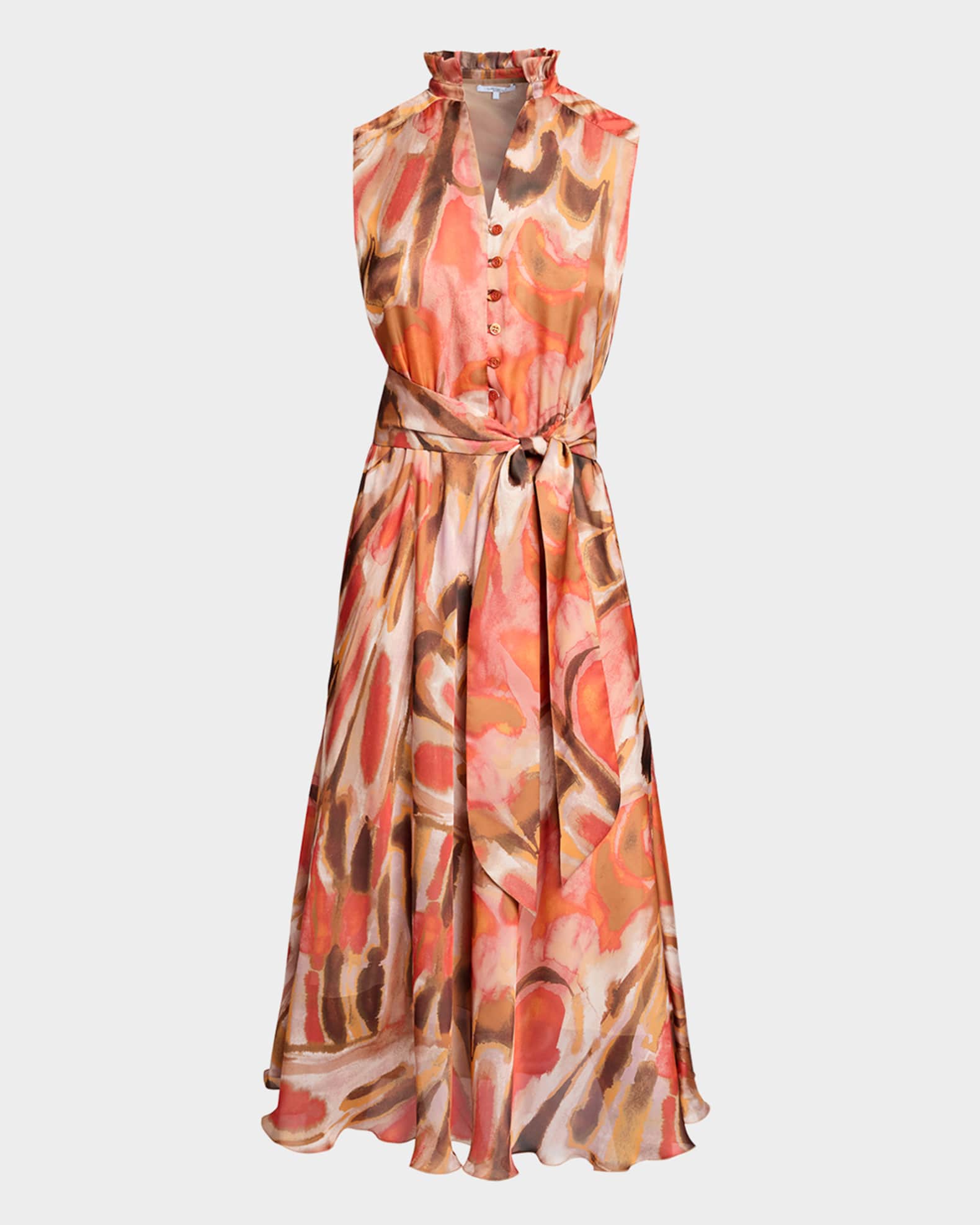 Nirva Abstract-Print Georgette Midi Dress 0