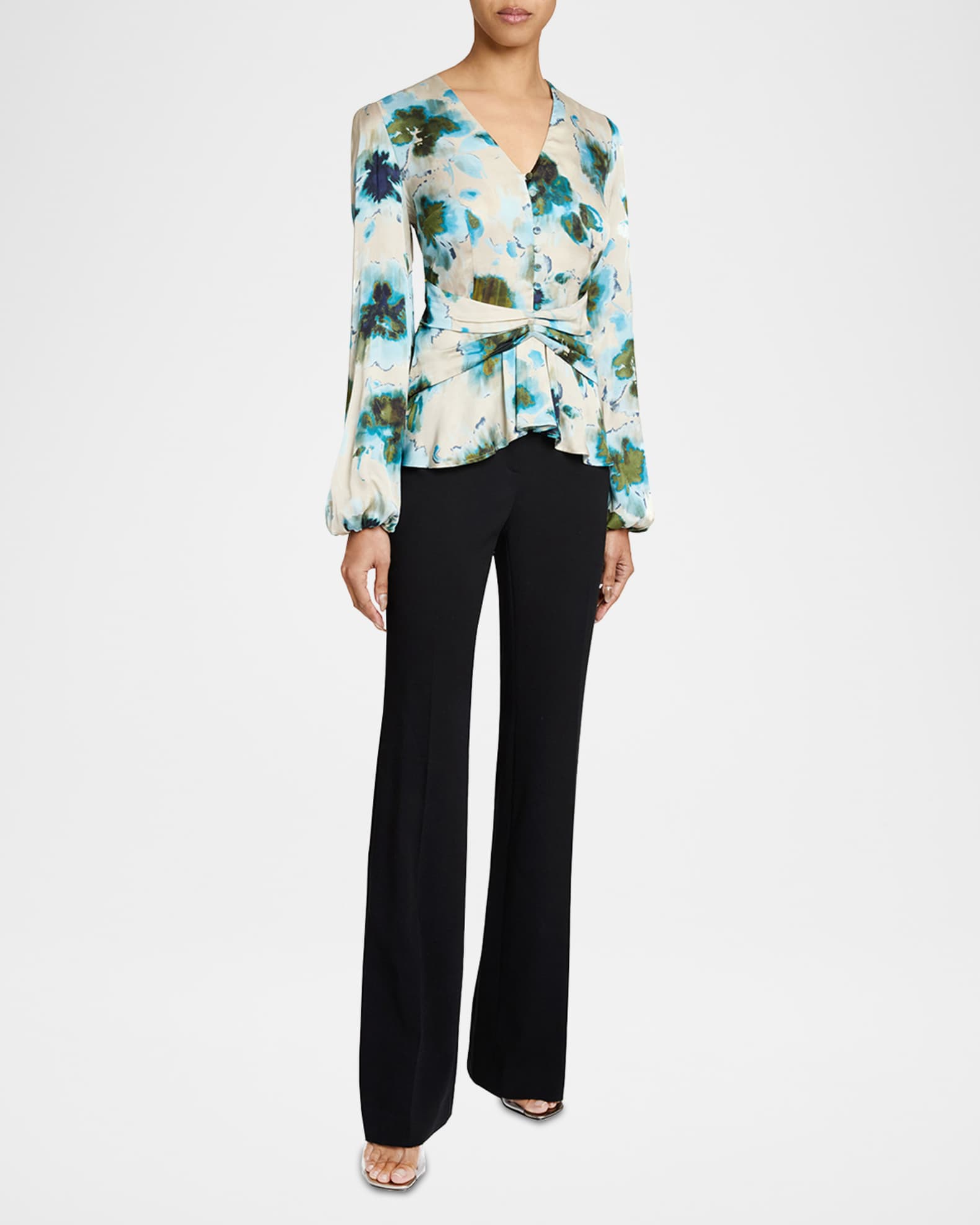 Ruby Cinched-Waist Floral-Print Blouse 1