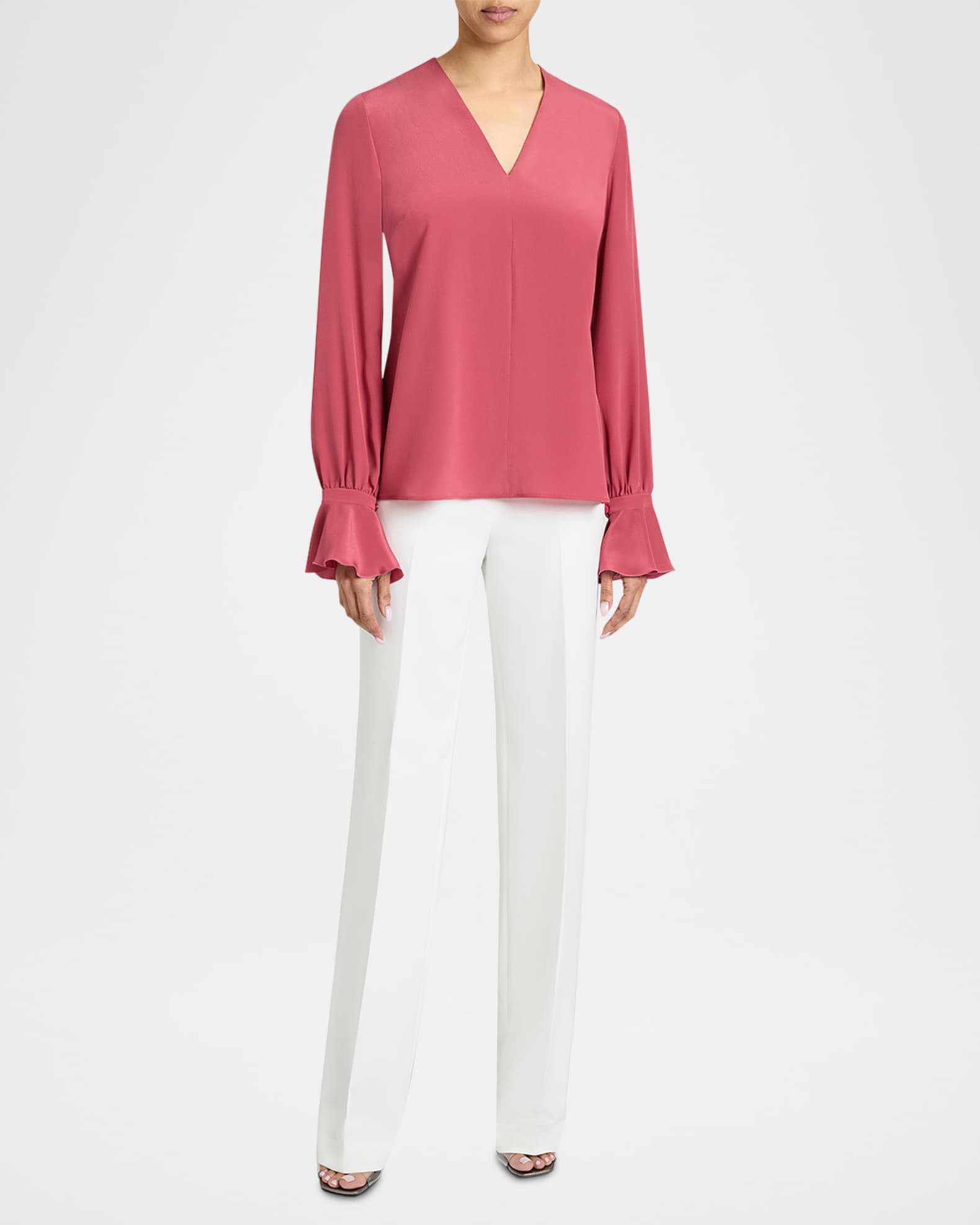 Rue Ruffle-Cuff Silk Crepe De Chine Blouse 1