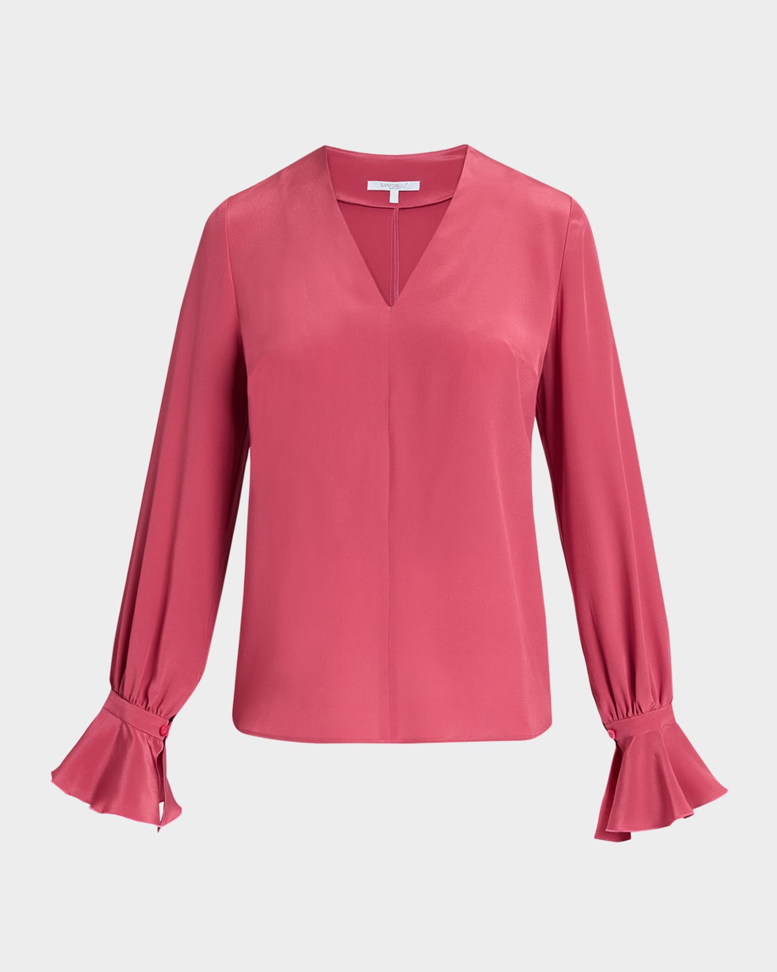Rue Ruffle-Cuff Silk Crepe De Chine Blouse 0