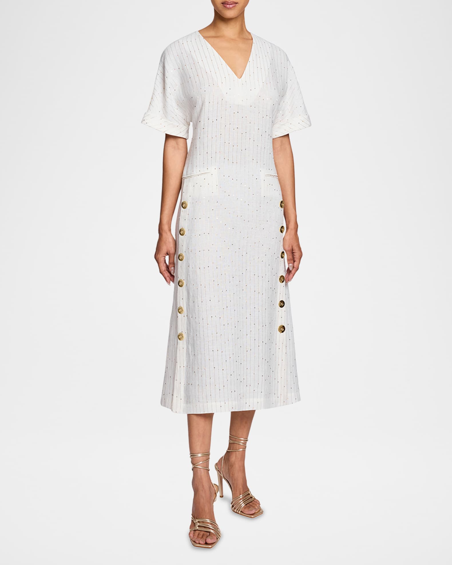 Serafina Sequin-Embroidered Midi Dress 1