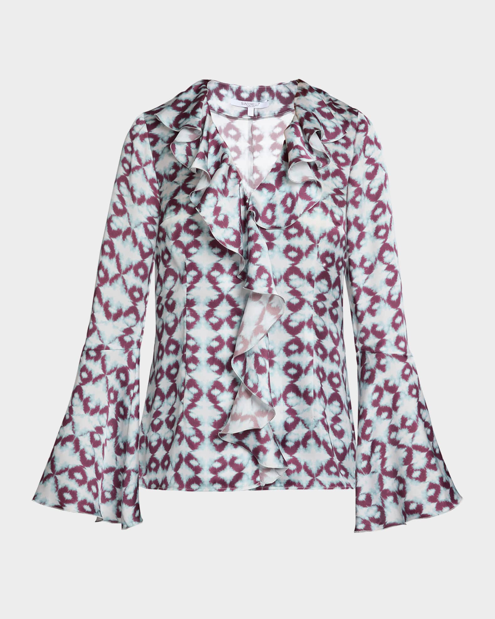 Sydney Abstract-Print Ruffled Blouse  0