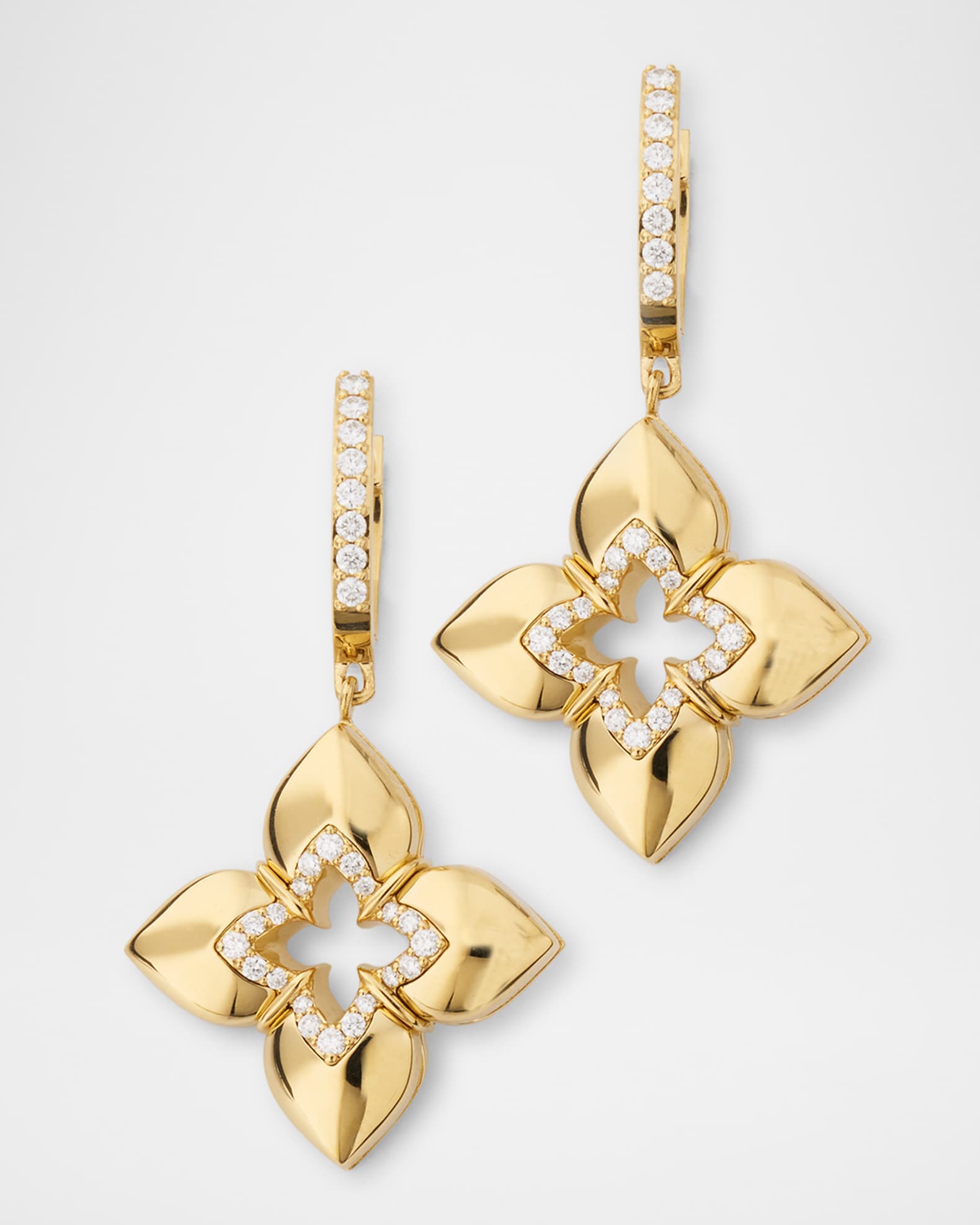 18K Yellow Gold Diamond Venetian Princess Earrings 0