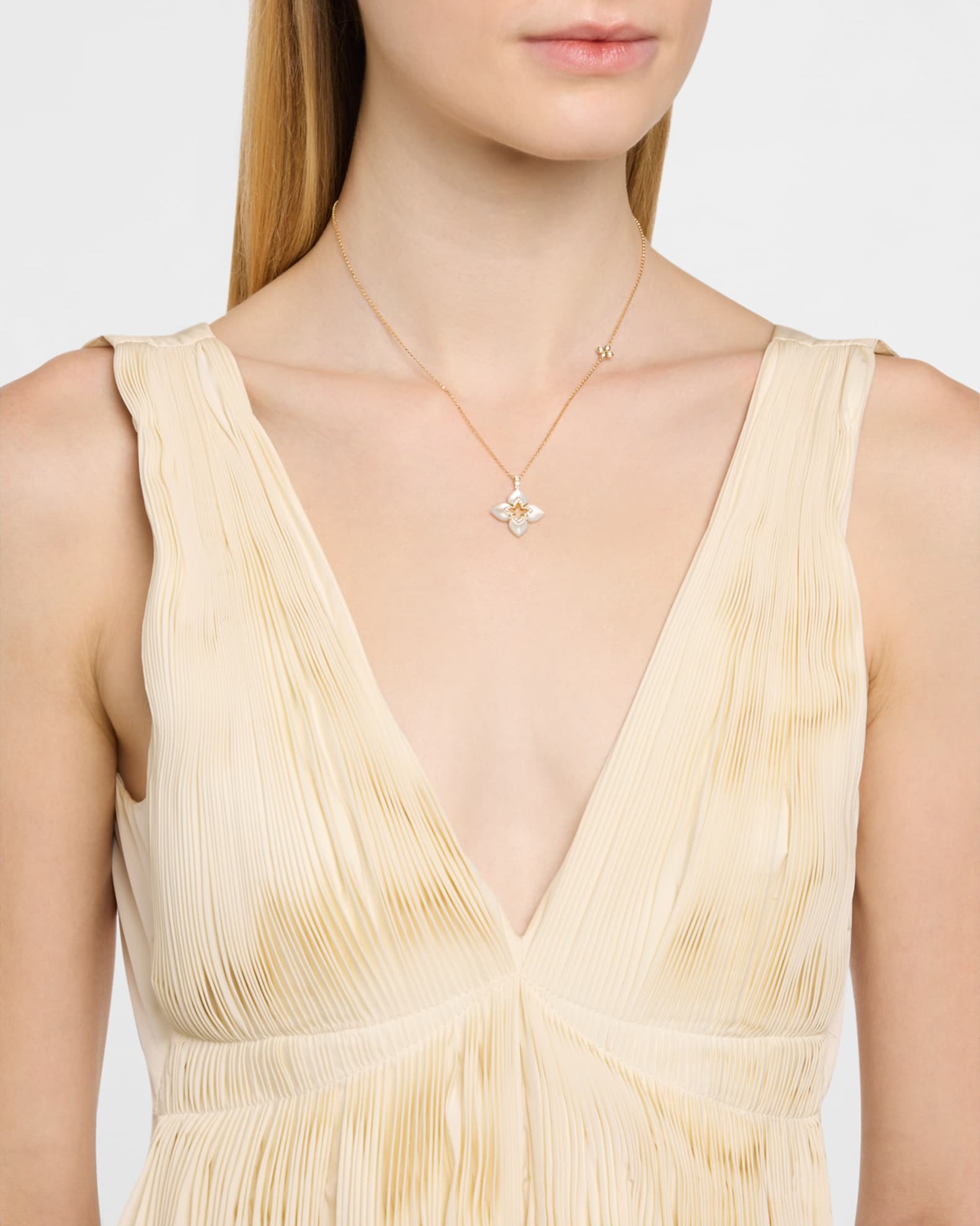 Souffle 18K Yellow Gold Diamond Venetian Princess Necklace with Gemstones 1