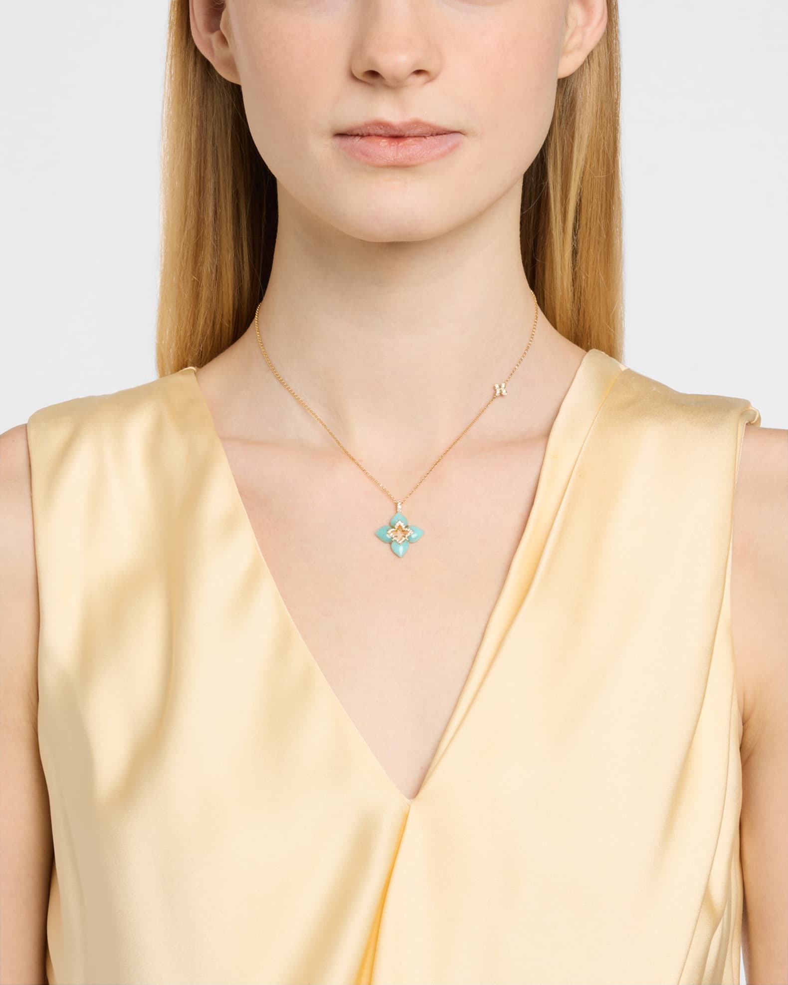 Souffle 18K Yellow Gold Diamond Venetian Princess Necklace with Gemstones 1