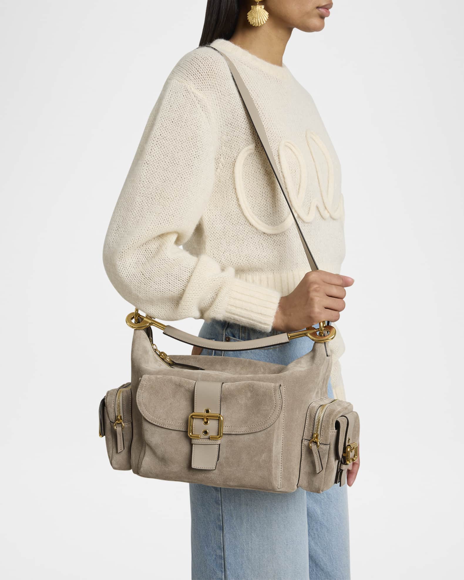 Chloe Medium Camera Shoulder Bag in Suede | Neiman Marcus