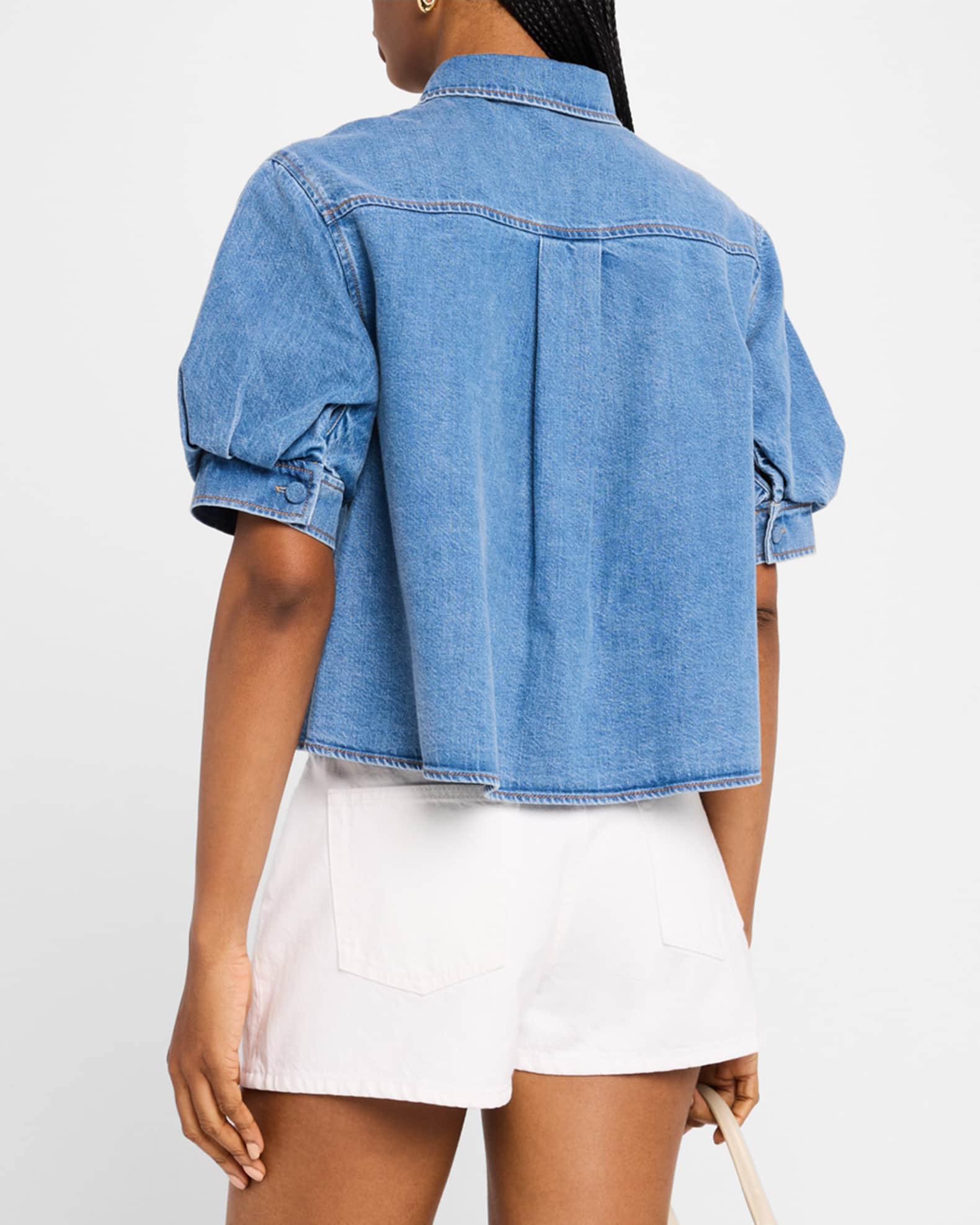 トップス Bristol Ascension Shirred Denim Blouse Ice Storm Online | Zimmermann