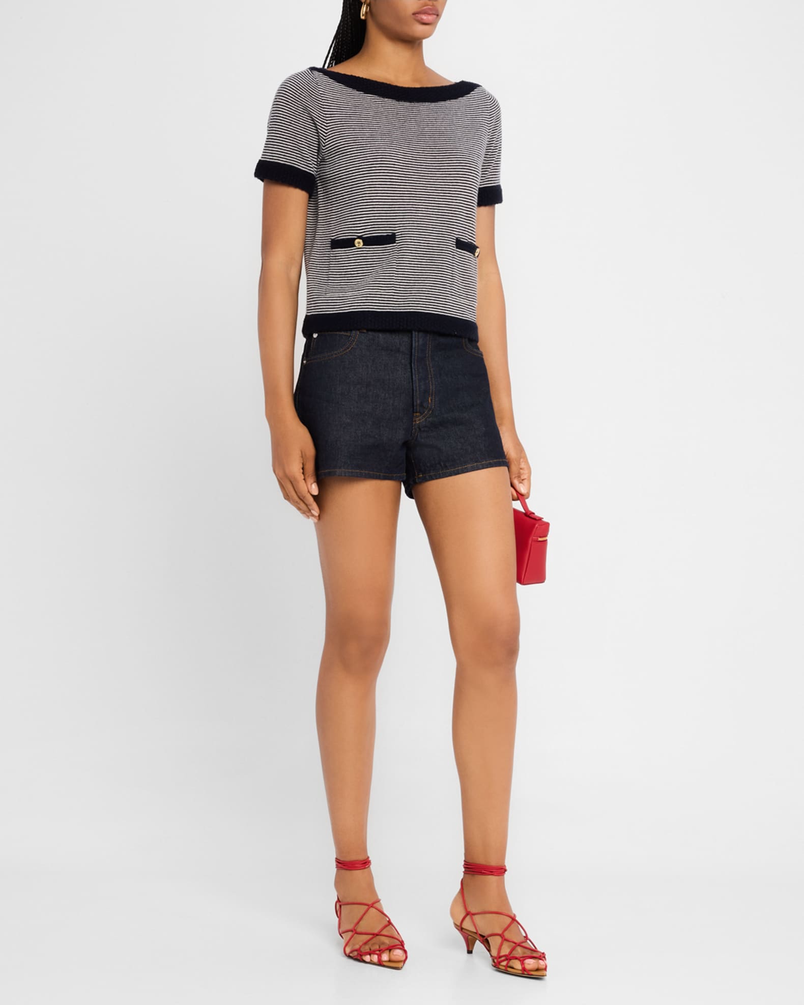 The Cashmere Boat-Neck Short-Sleeve Sweater 1