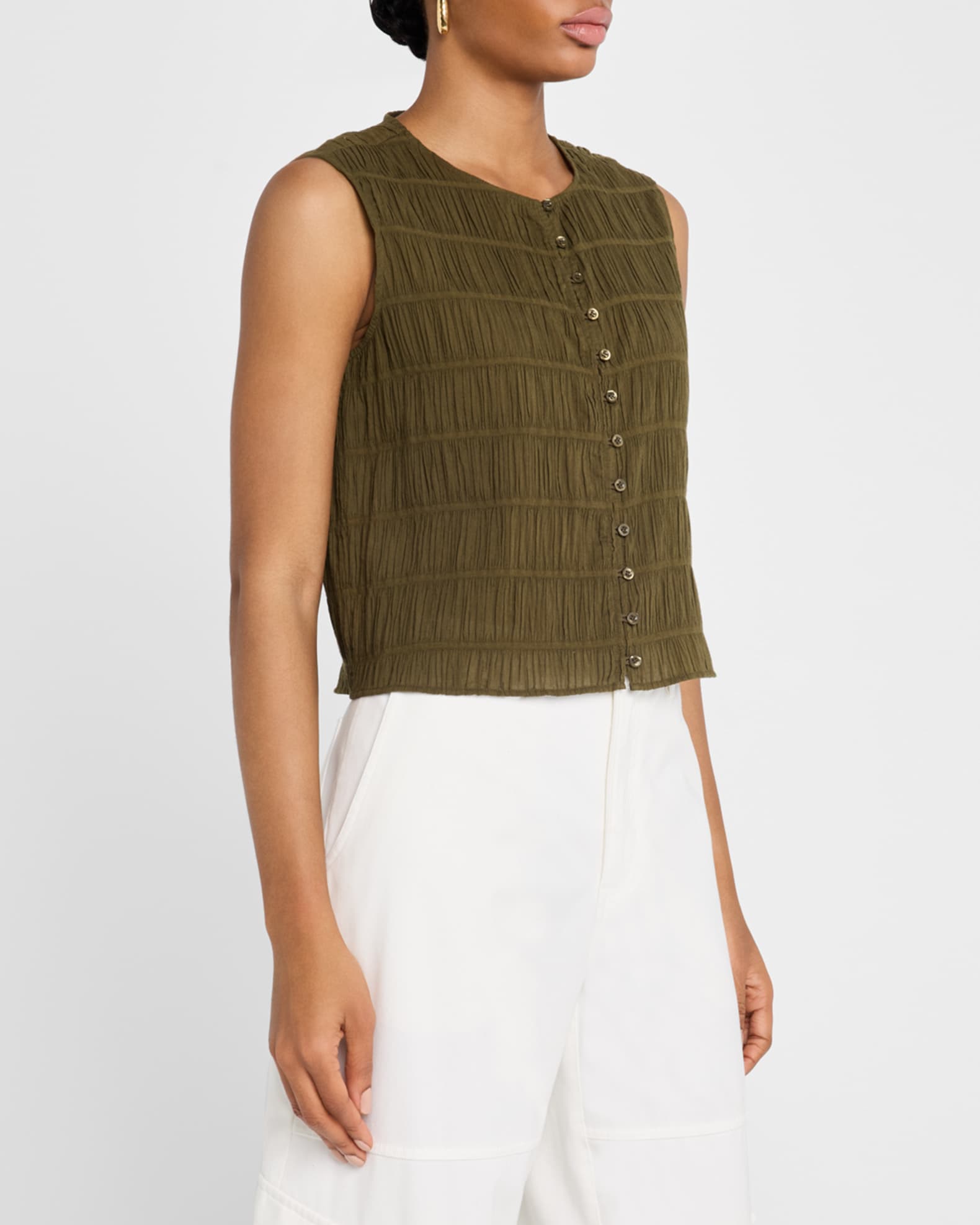 Sleeveless Smocked Bottom Halter Top | White House Black Market