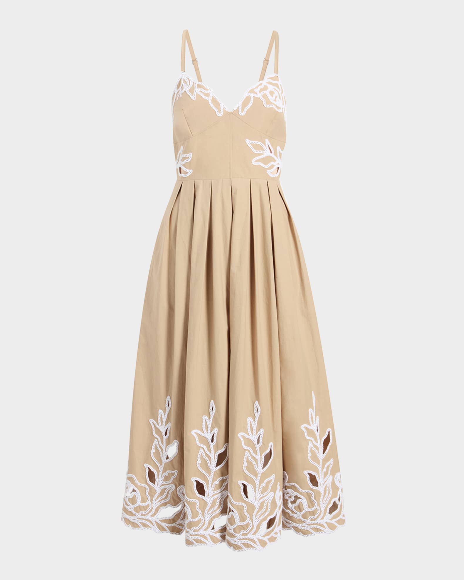 Maude Sleeveless Embroidered Midi Dress 0