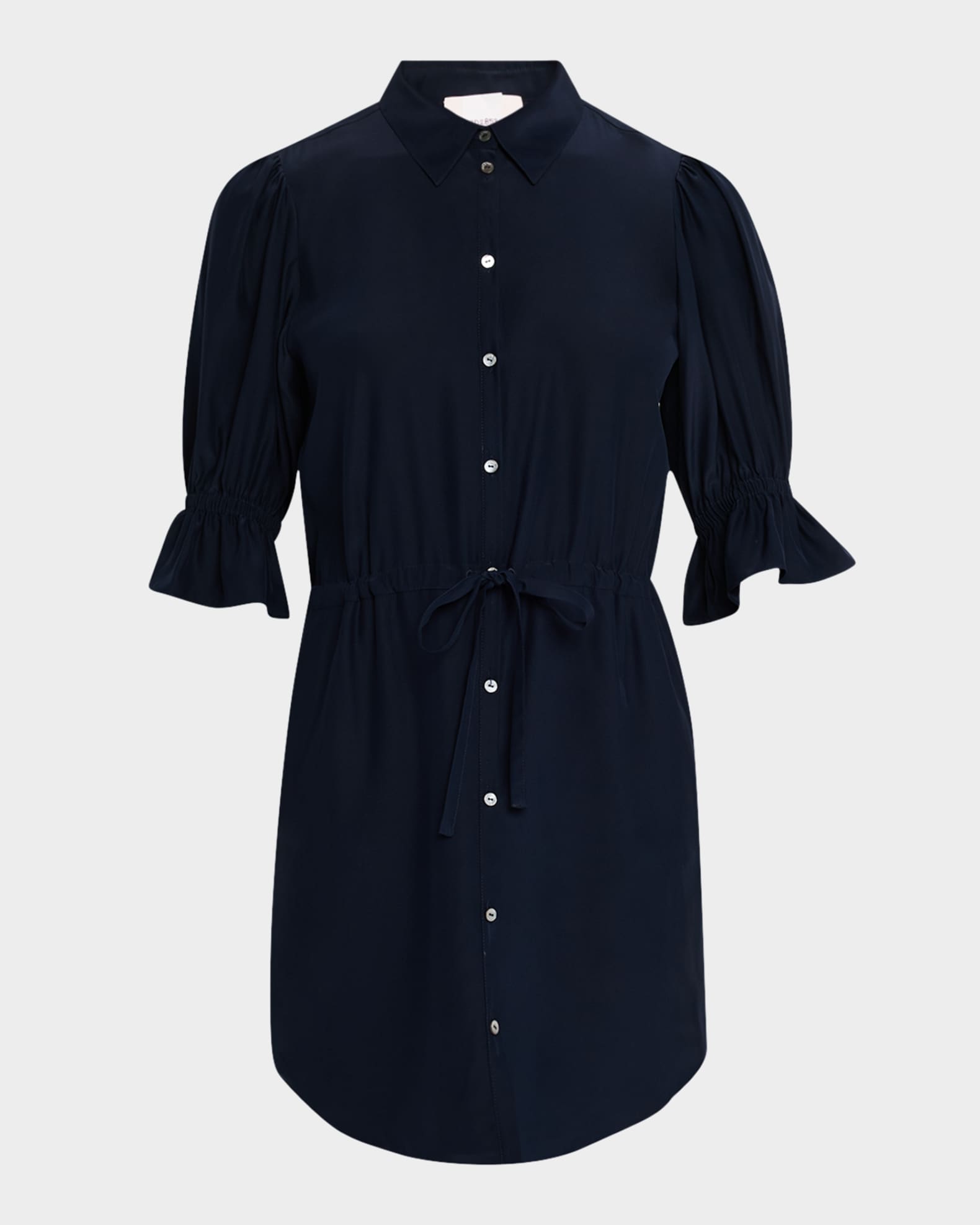 Fiona Silk Puff-Sleeve Shirtdress  0