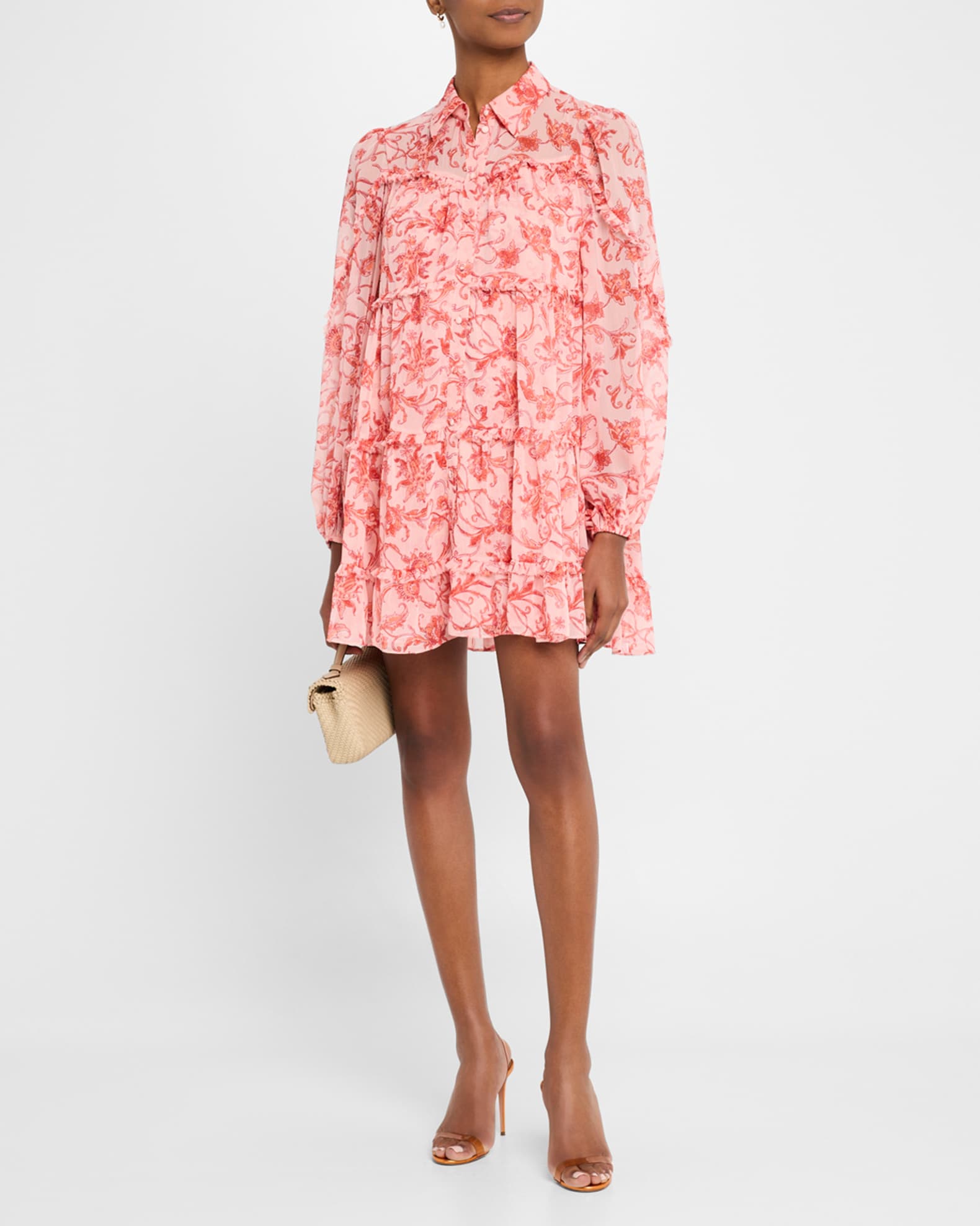 Kennedy Paisley Long-Sleeve Mini Dress 1