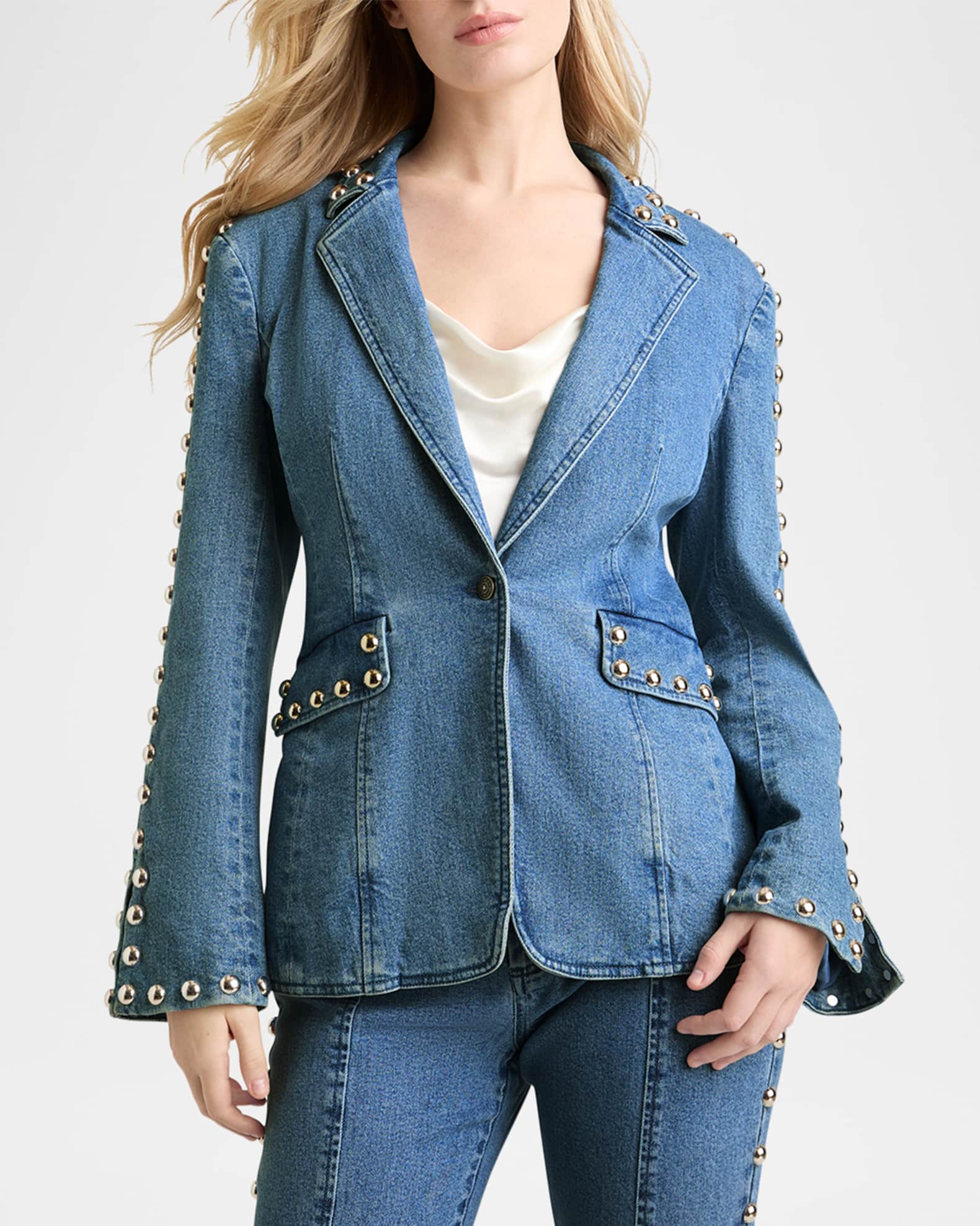 Cinq A Sept Milly Studded Denim Jacket Neiman Marcus