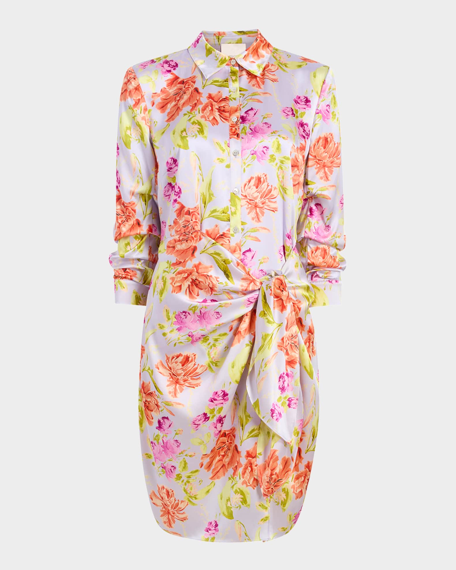 Jacey Floral Self-Tie Shirtdress  0