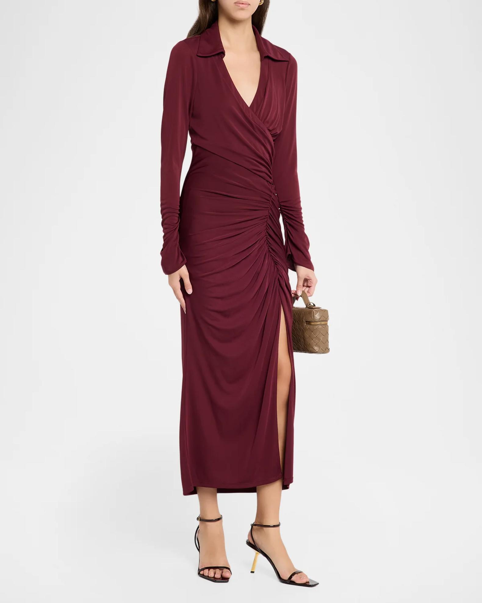 ワンピース Two-Tone Gathered Knit Dress Cinq à Sept Fabia Gathered Long-Sleeve Dress | Neiman Marcus