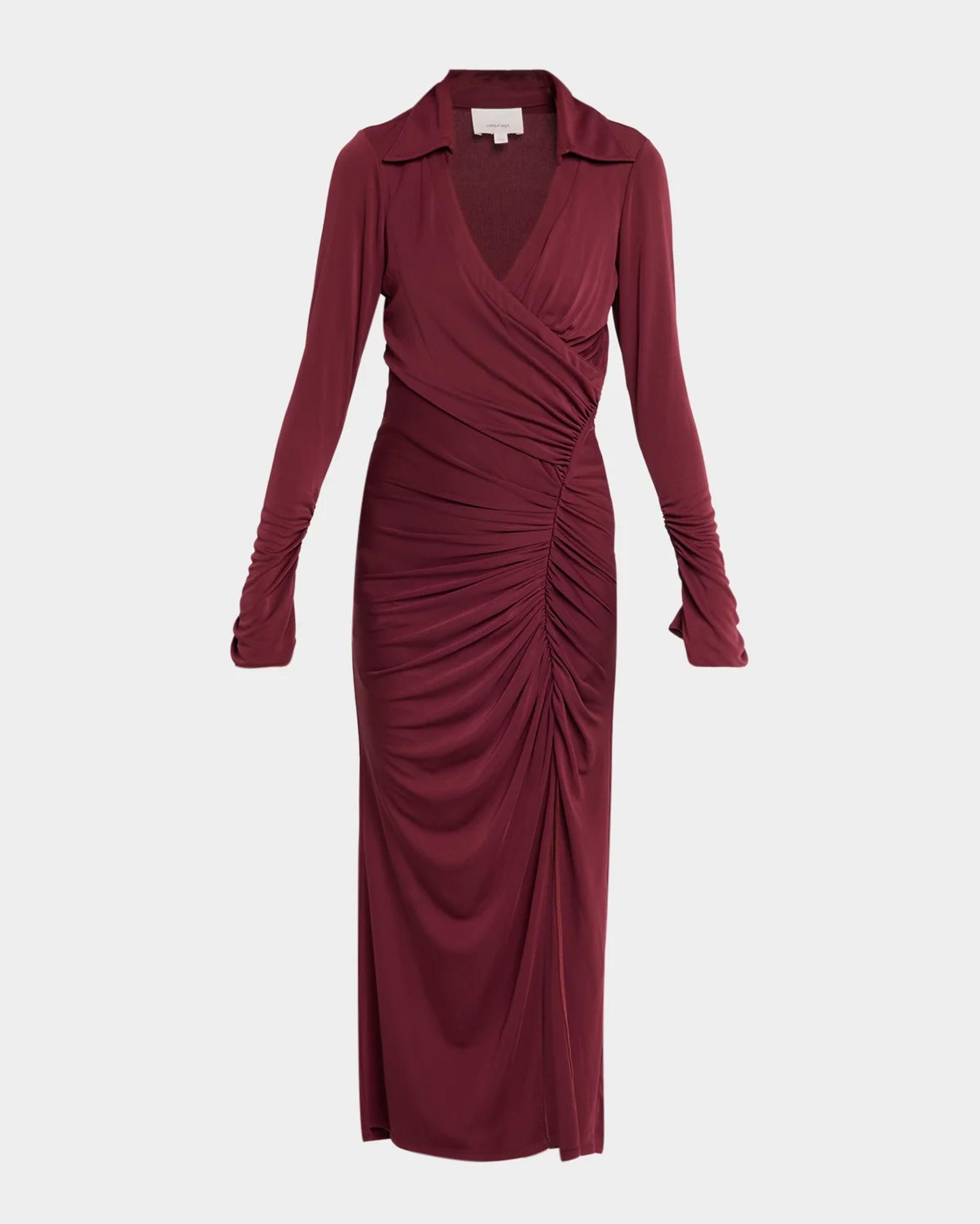 Cinq à Sept Fabia Gathered Long-Sleeve Dress | Neiman Marcus