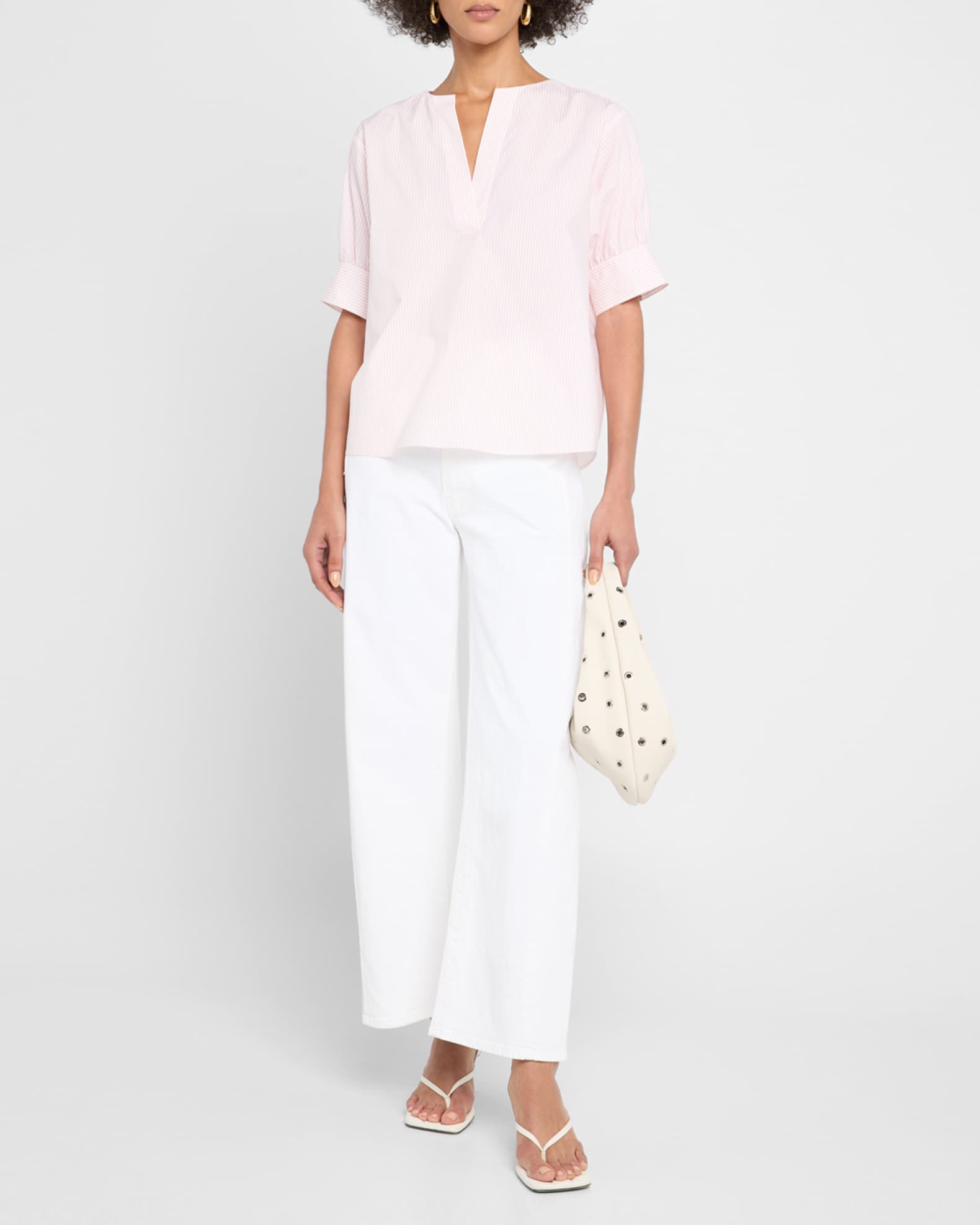 Stripe V-Neck Pop Over Top  1