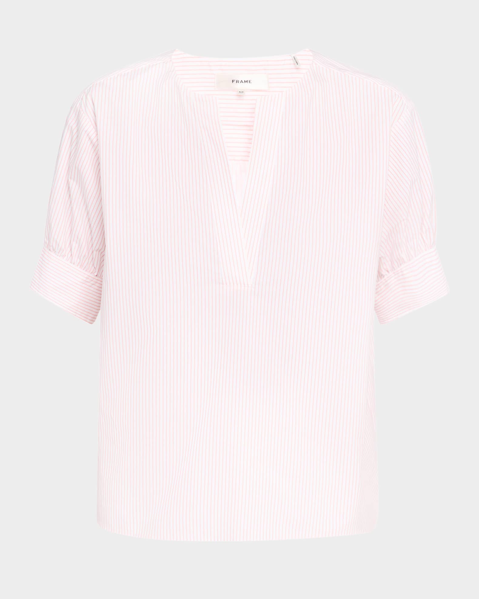 Stripe V-Neck Pop Over Top  0