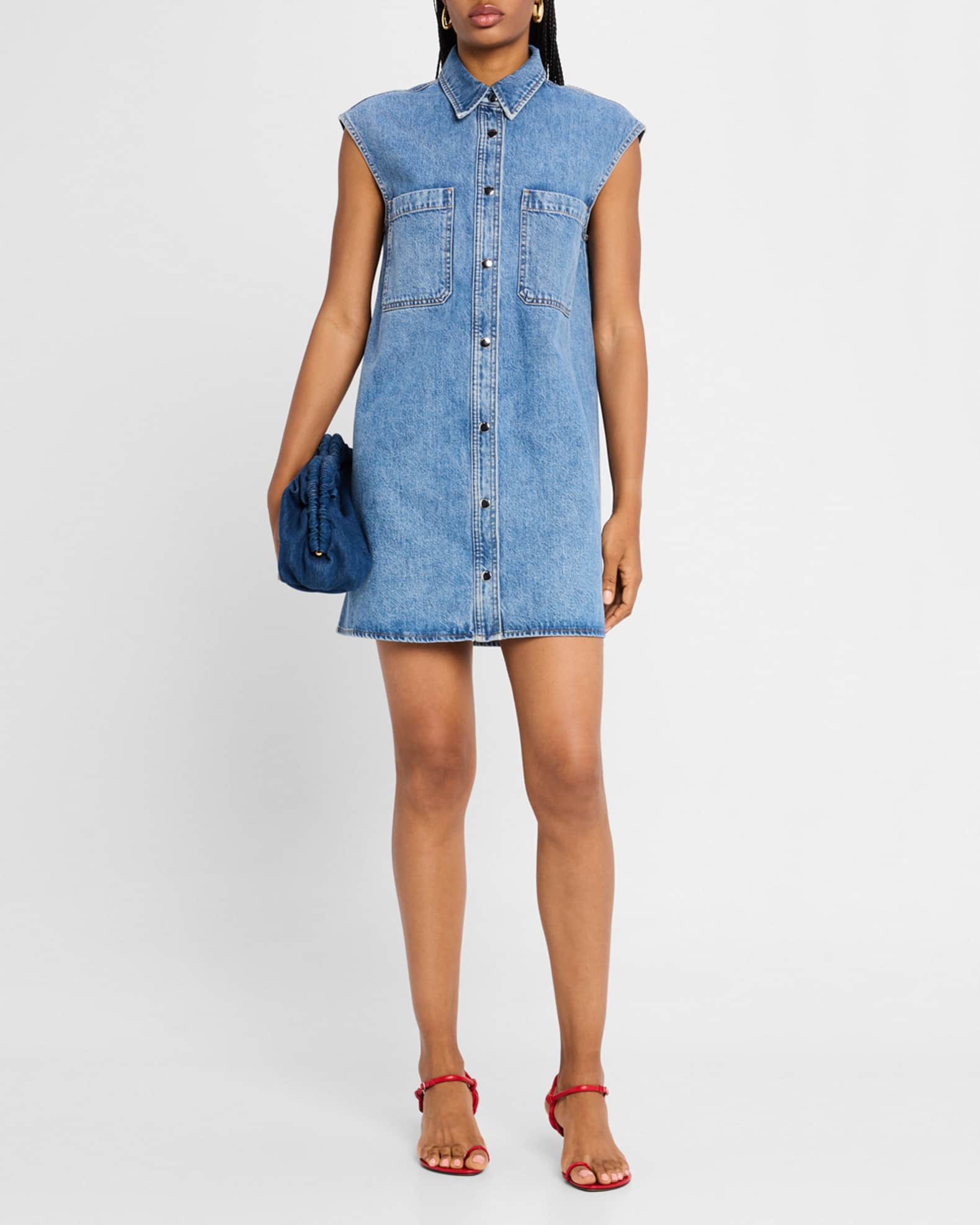 FRAME The Sleeveless Denim Shirtdress | Neiman Marcus