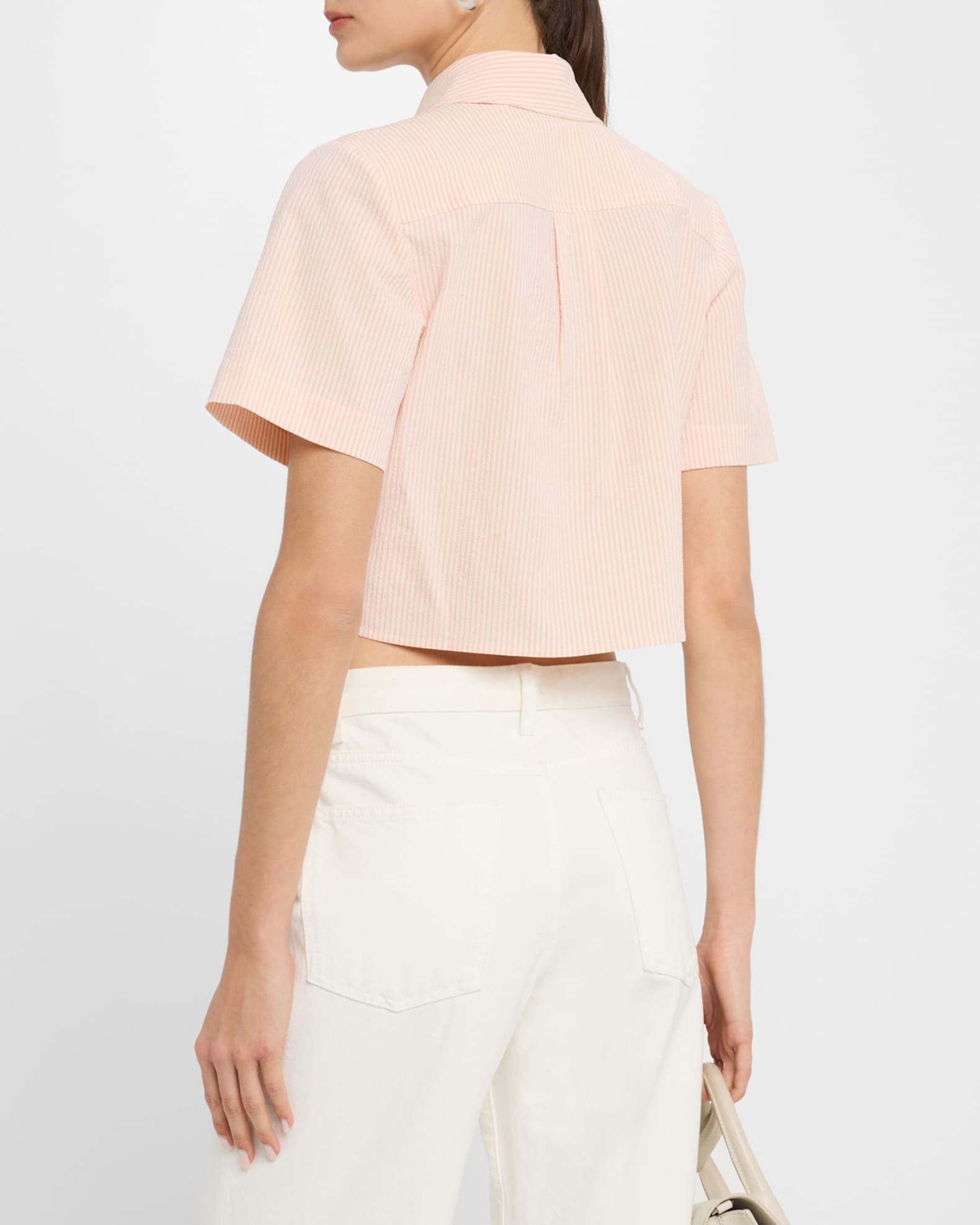 FRAME The Seersucker Crop Shirt | Neiman Marcus