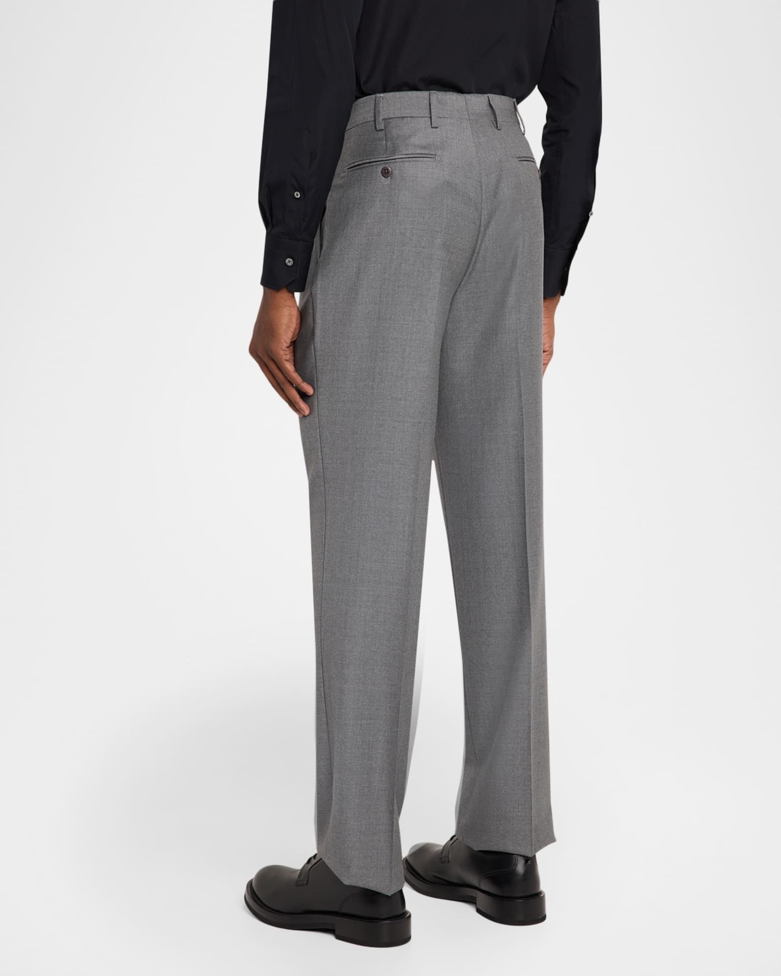 zanella classic wool dress pants Zanella Dress Pants Mens 34 Black Pleated Wool Made Italy Formal Trouser  Classic