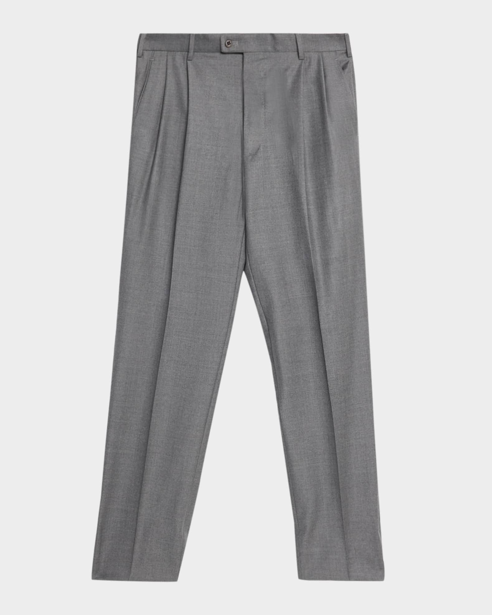 Zanella Men's Bennett Wool Straight-Fit Pleated Trousers | Neiman