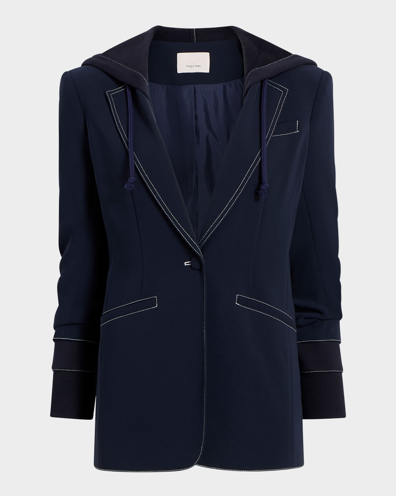 Khloe Hooded Topstitch Blazer 0