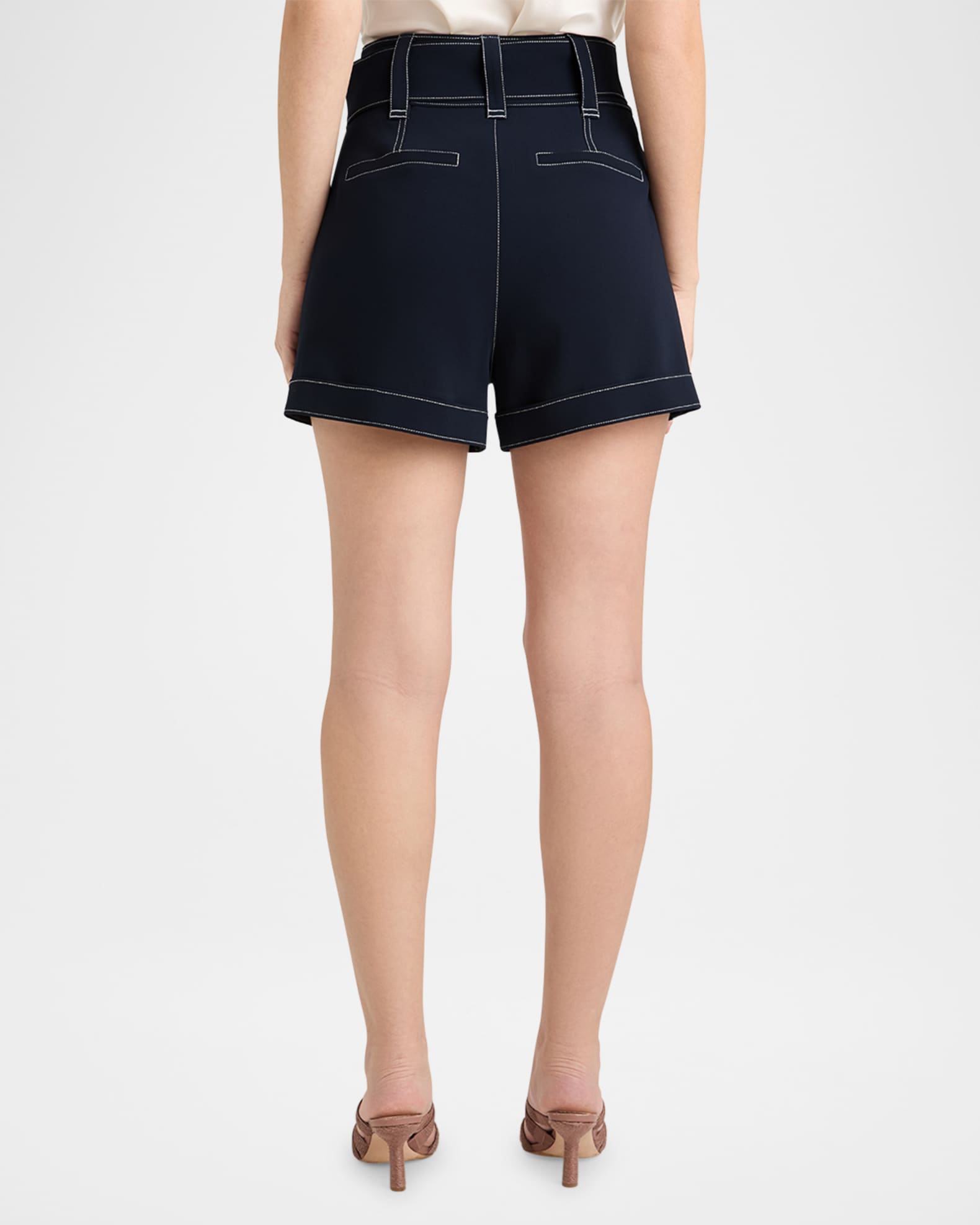 Aldi Belted Topstitch Shorts 1