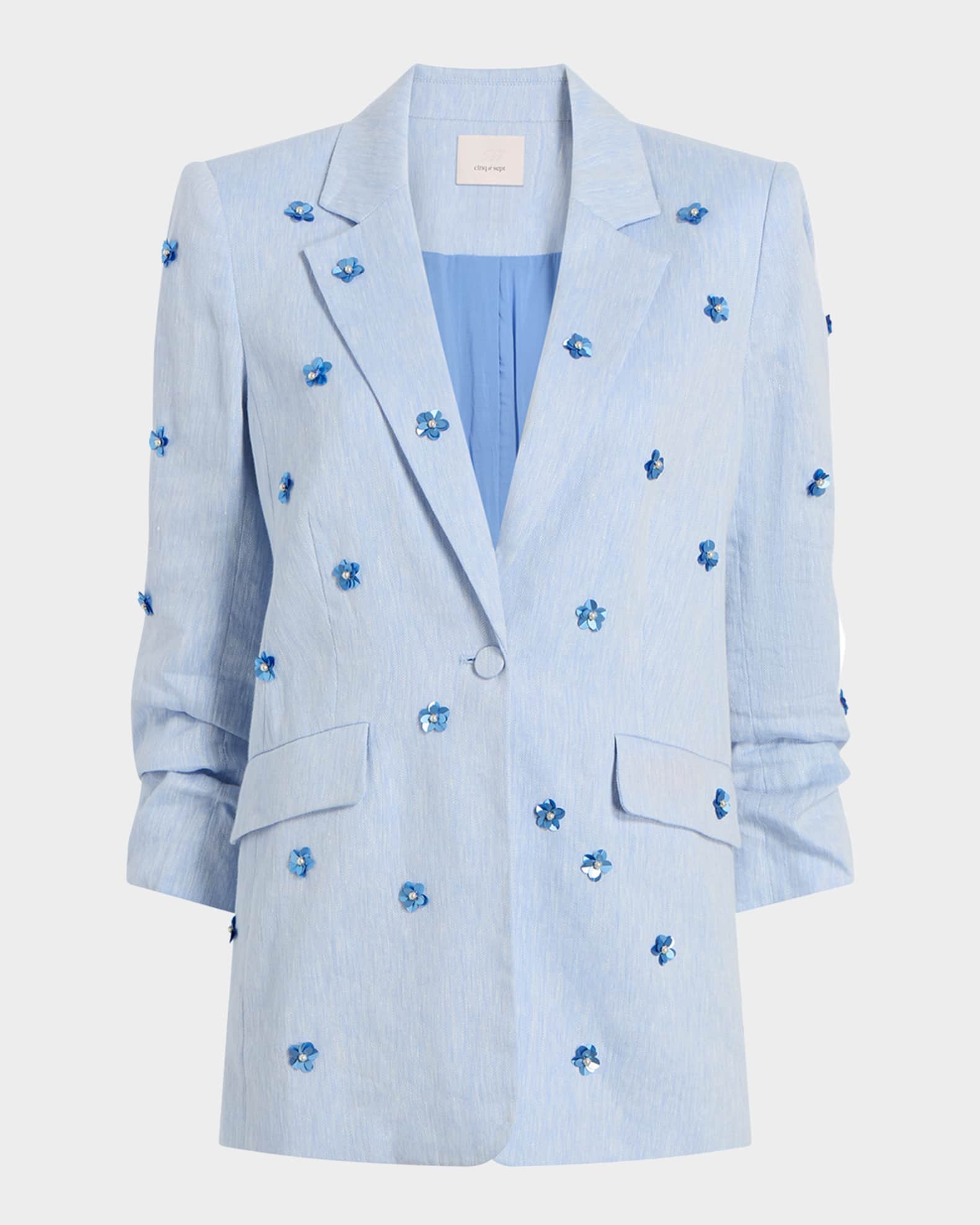 Kylie Embellished Linen Blazer 0