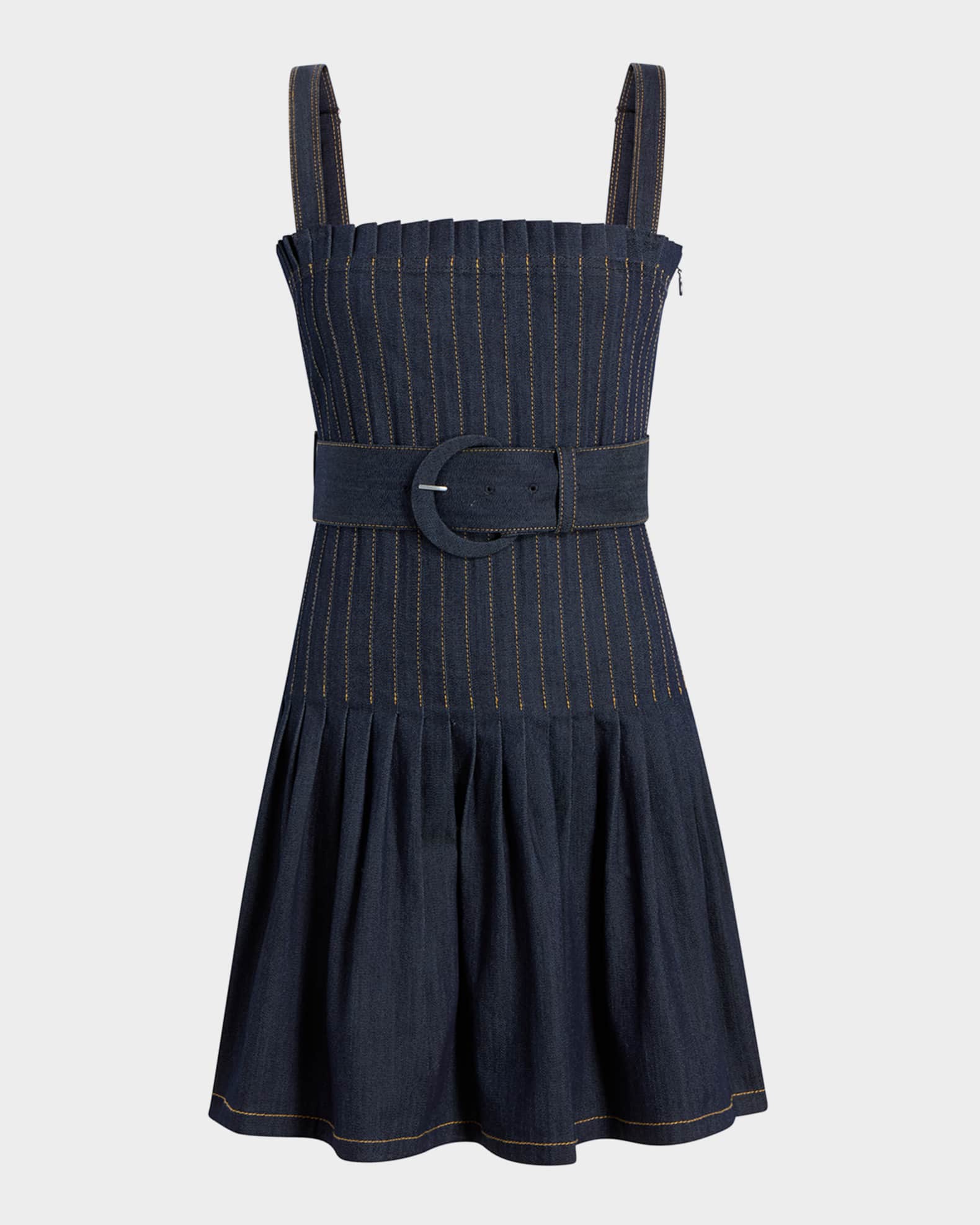 Bibi Pleated Denim Mini Dress 0
