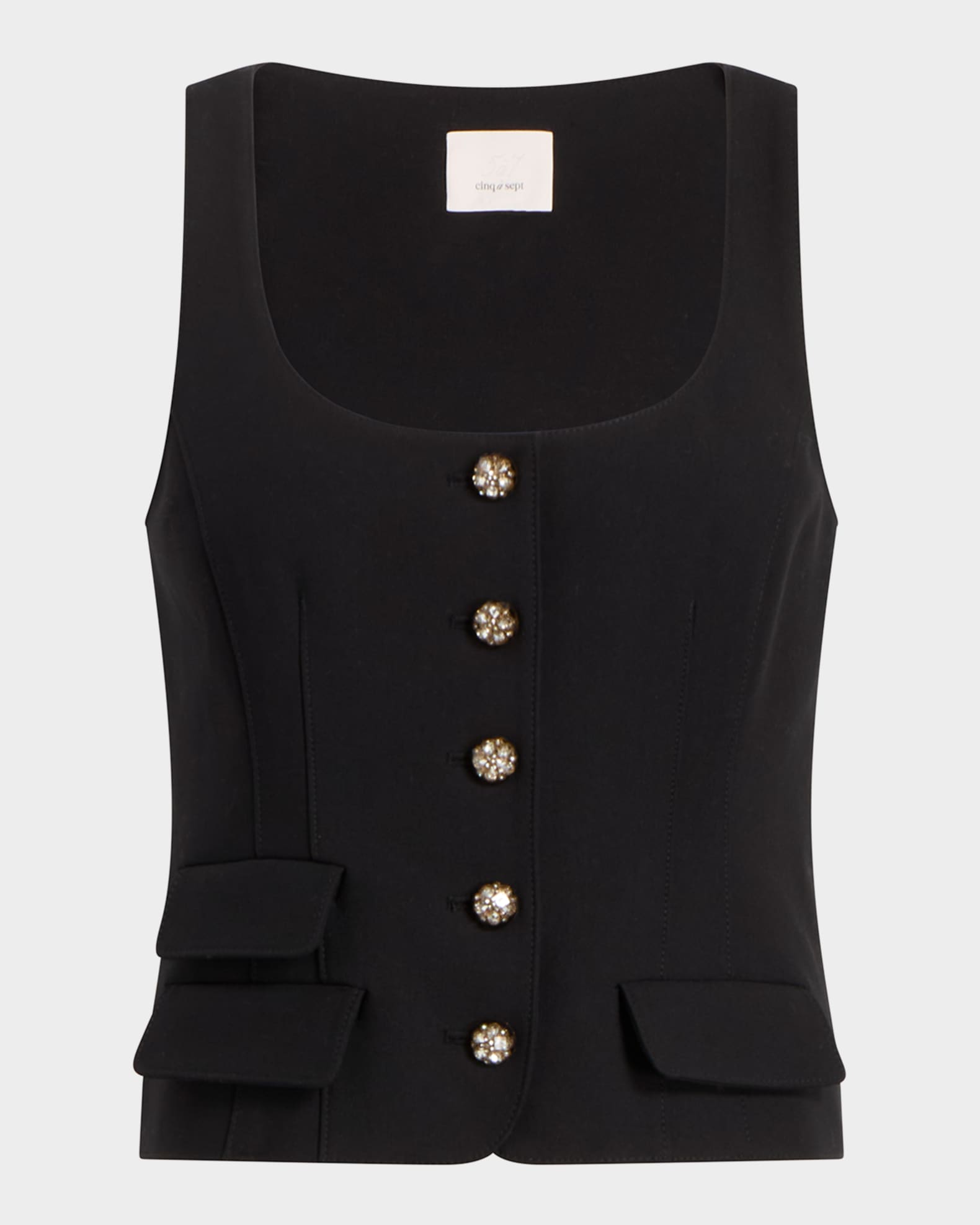 Lovina Crystal-Button Vest 0