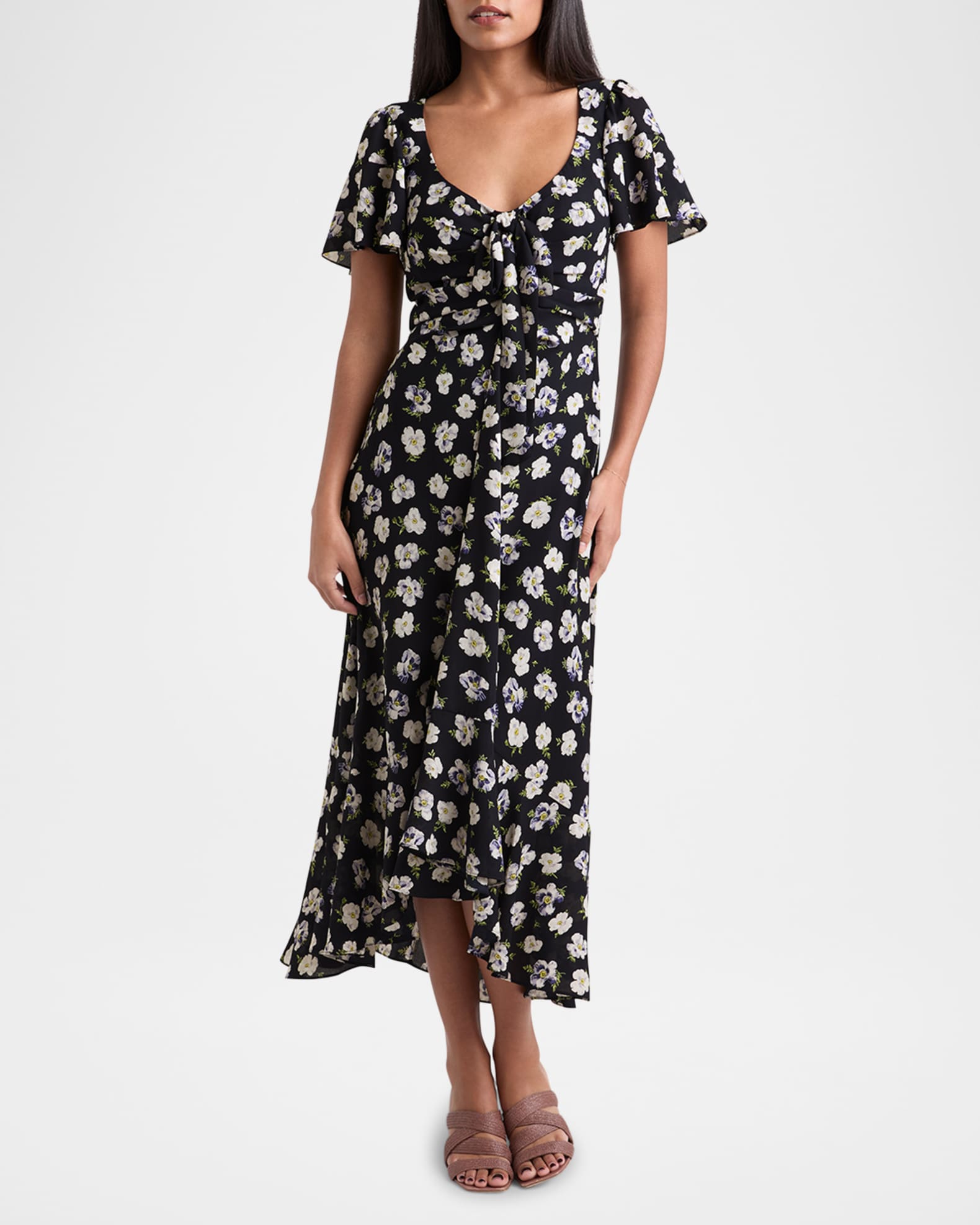 Isha Floral Short-Sleeve Dress 1