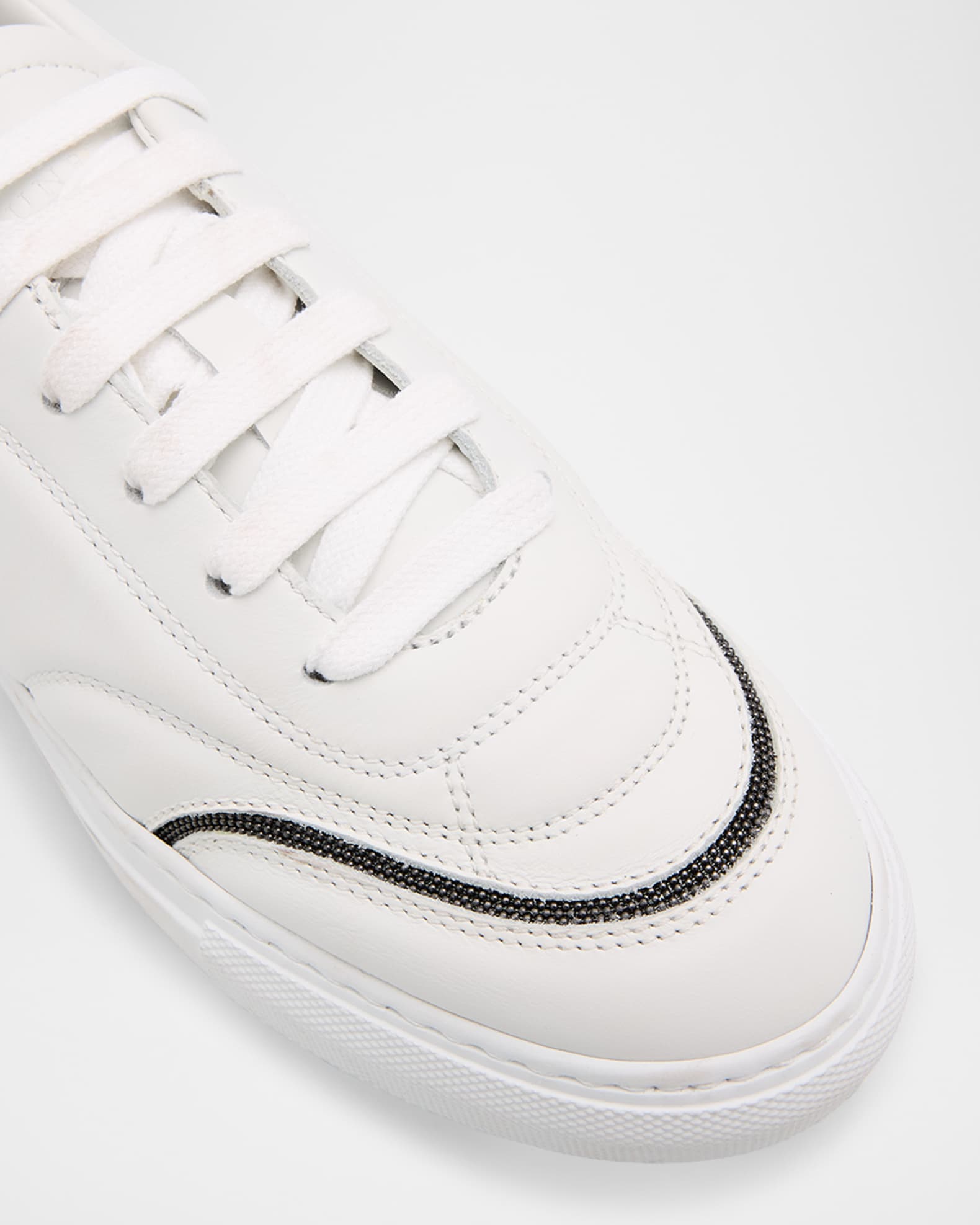 スニーカー BRUNELLO CUCINELLI MONILI-DETAILED SMOOTH LEATHER SNEAKERS Brunello Cucinelli Leather Monili Low-Top Sneakers | Neiman