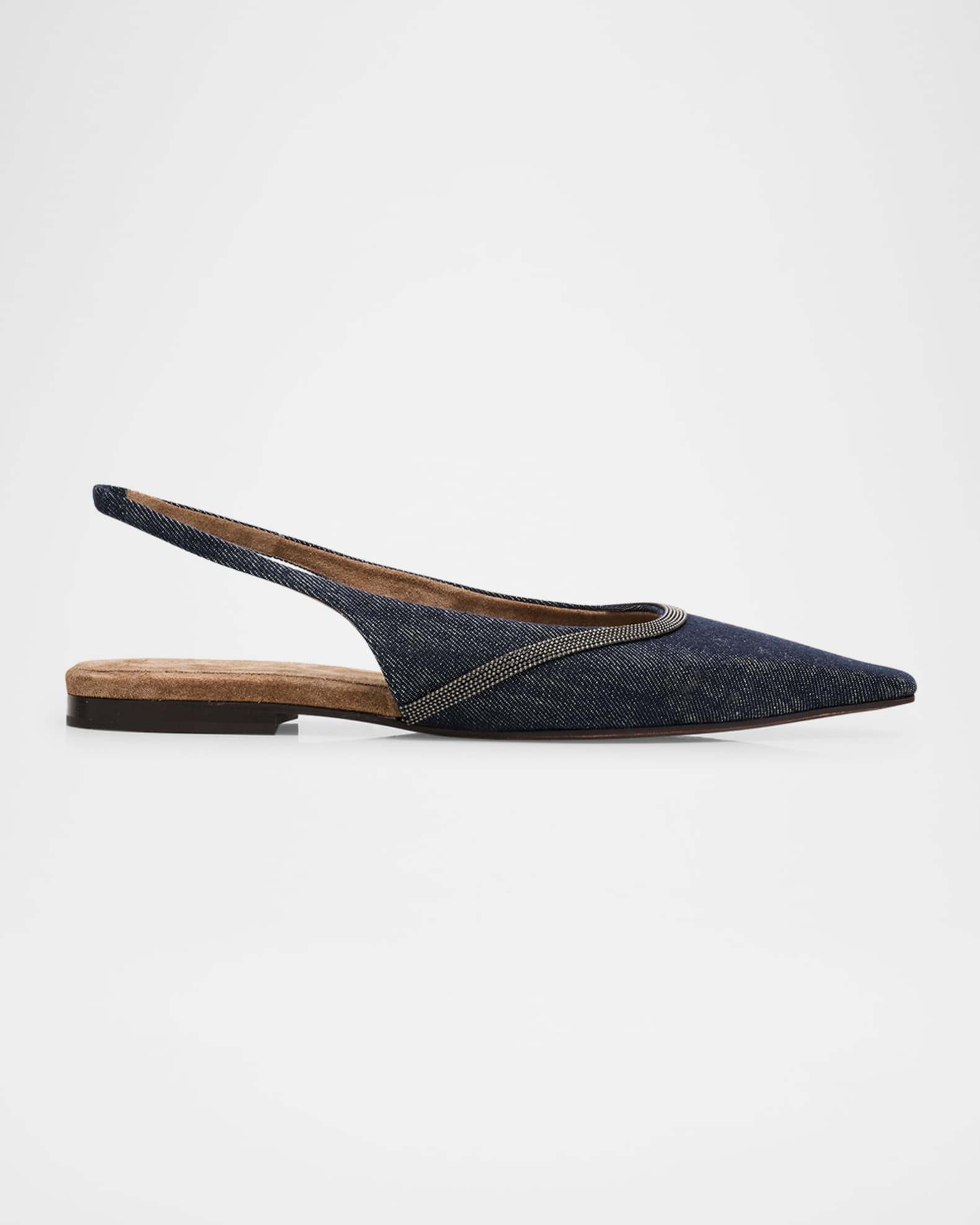 Denim Monili Slingback Ballerina Flats 0