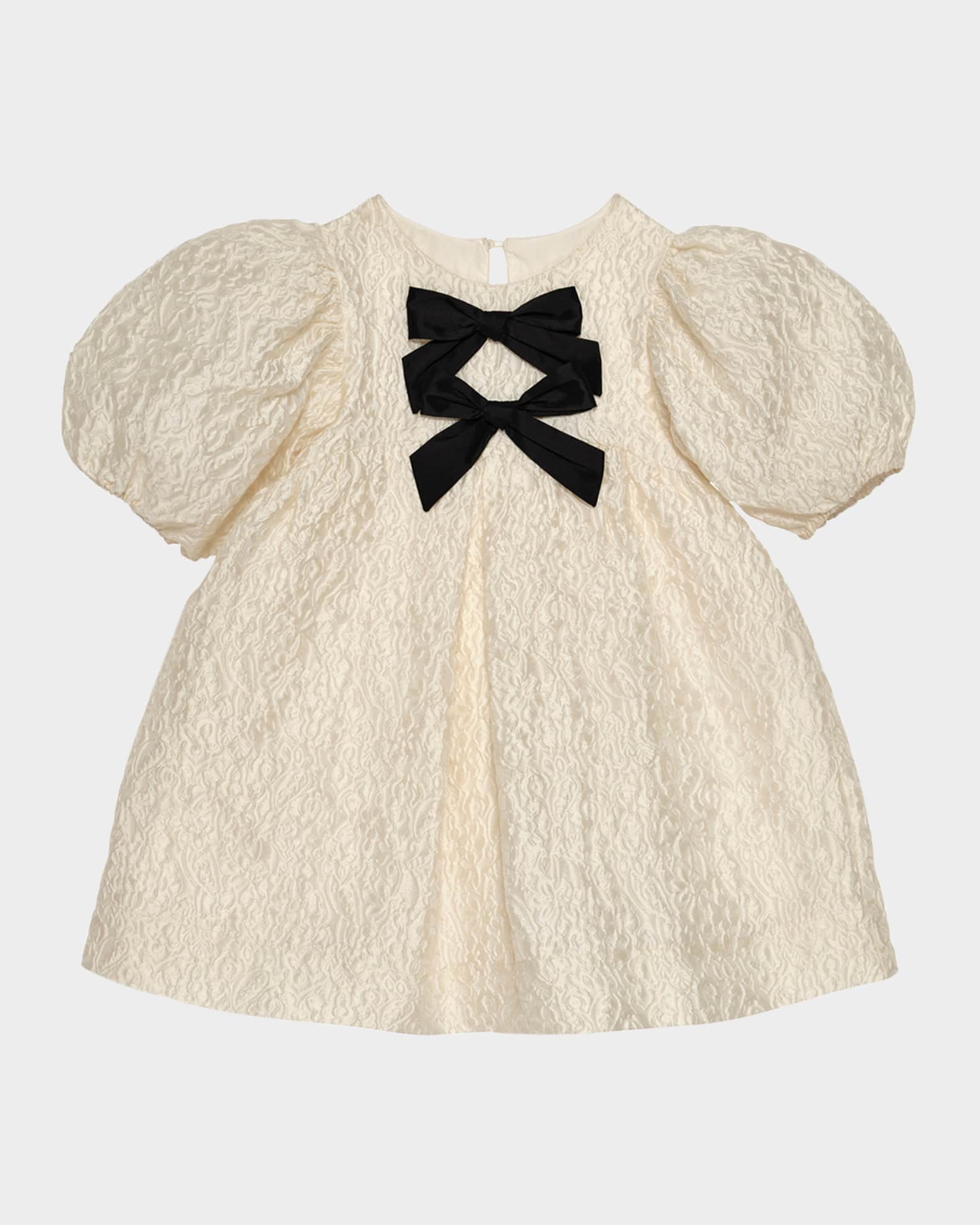 Girl's Melodie Puff Sleeve Bow Dress, Size 4-11 0