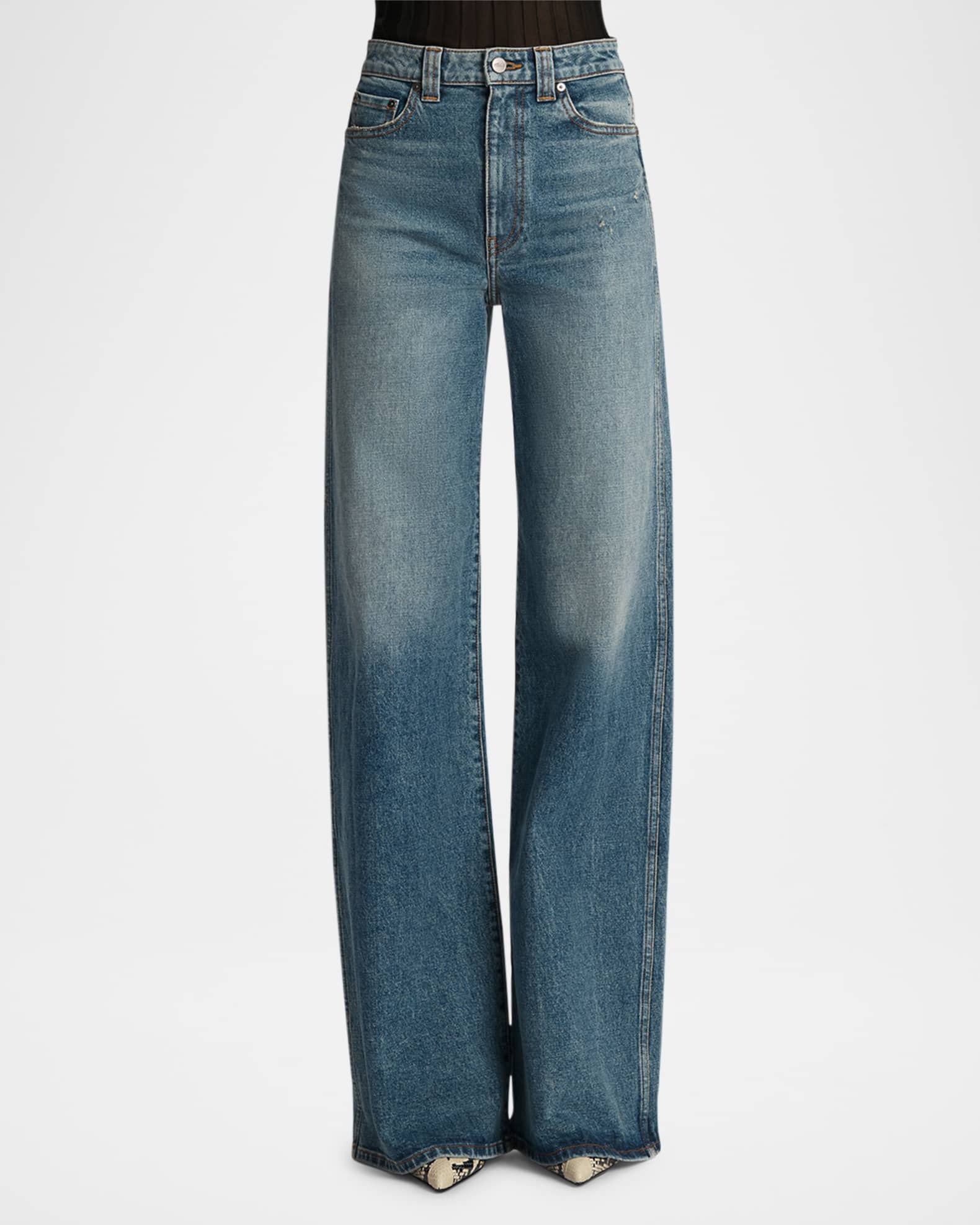 Khaite Dane High-Rise Flared Jeans | Neiman Marcus